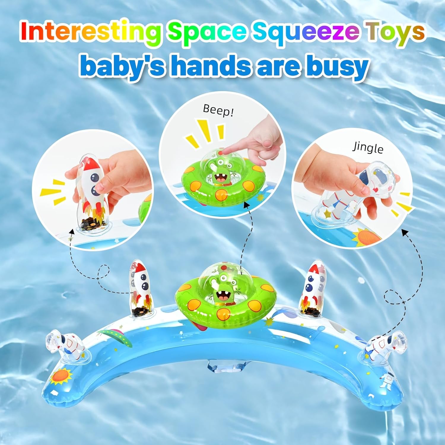 Baby Pool Float with Canopy & Toy Console,Adjustable Safe Seat,Removable UPF50+ Sunshade,Infant Pool Float for 6-36 Months,Baby Floaties 6-12 Months with Safety Handle & Rope for Pool,Sea