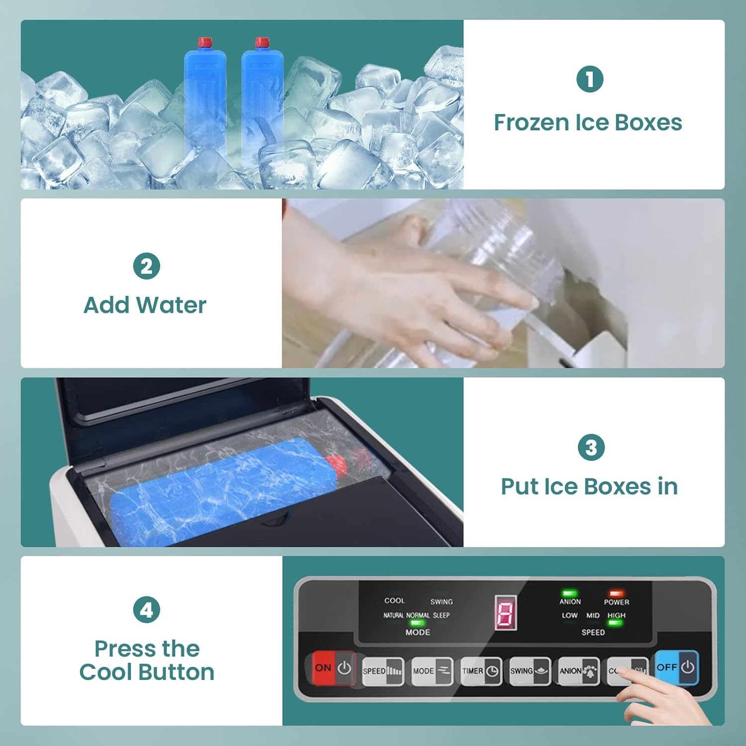 RELAX4LIFE Luftkühler, 3 in 1 Mobile Klimaanlage, 6L Wassertank/3 Geschwindigkeiten/8H-Timer, Luftkühler 75W & Ventilator & Luftbefeuchter, Air Cooler mit Rollen, Fernbedienung, 2 Kühlakkus