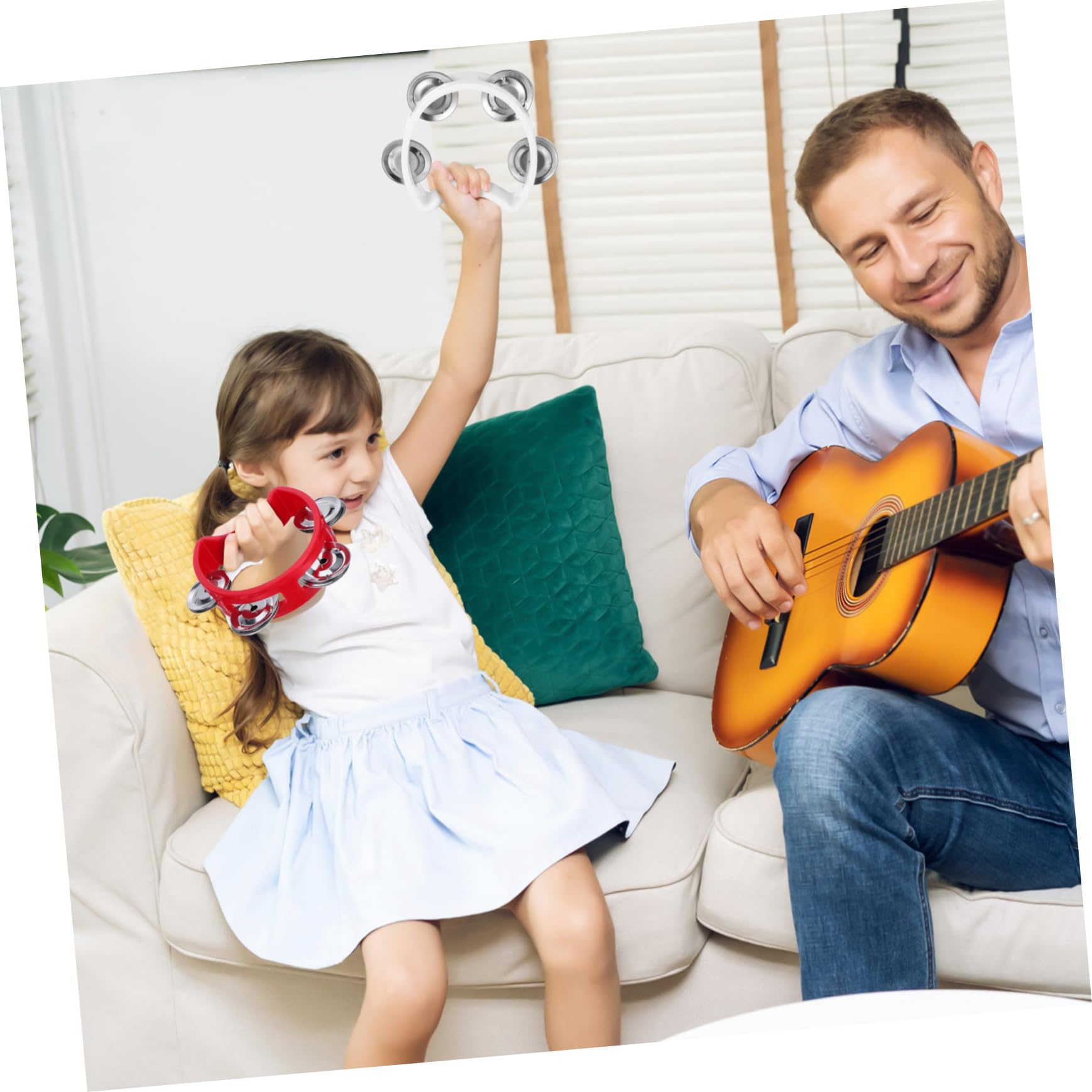 Tamburello Percussione a Mezza Forma 7 Pezzi in Plastico per Bambini