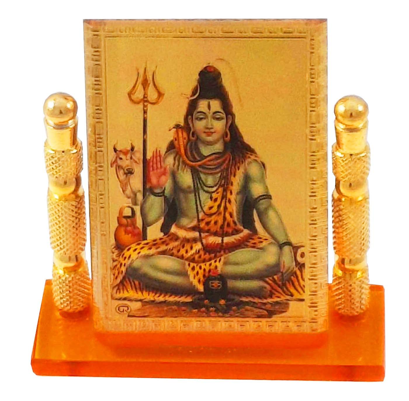 Shiv JI in 3D View with Crystal Glass Frame for Car Dashboard