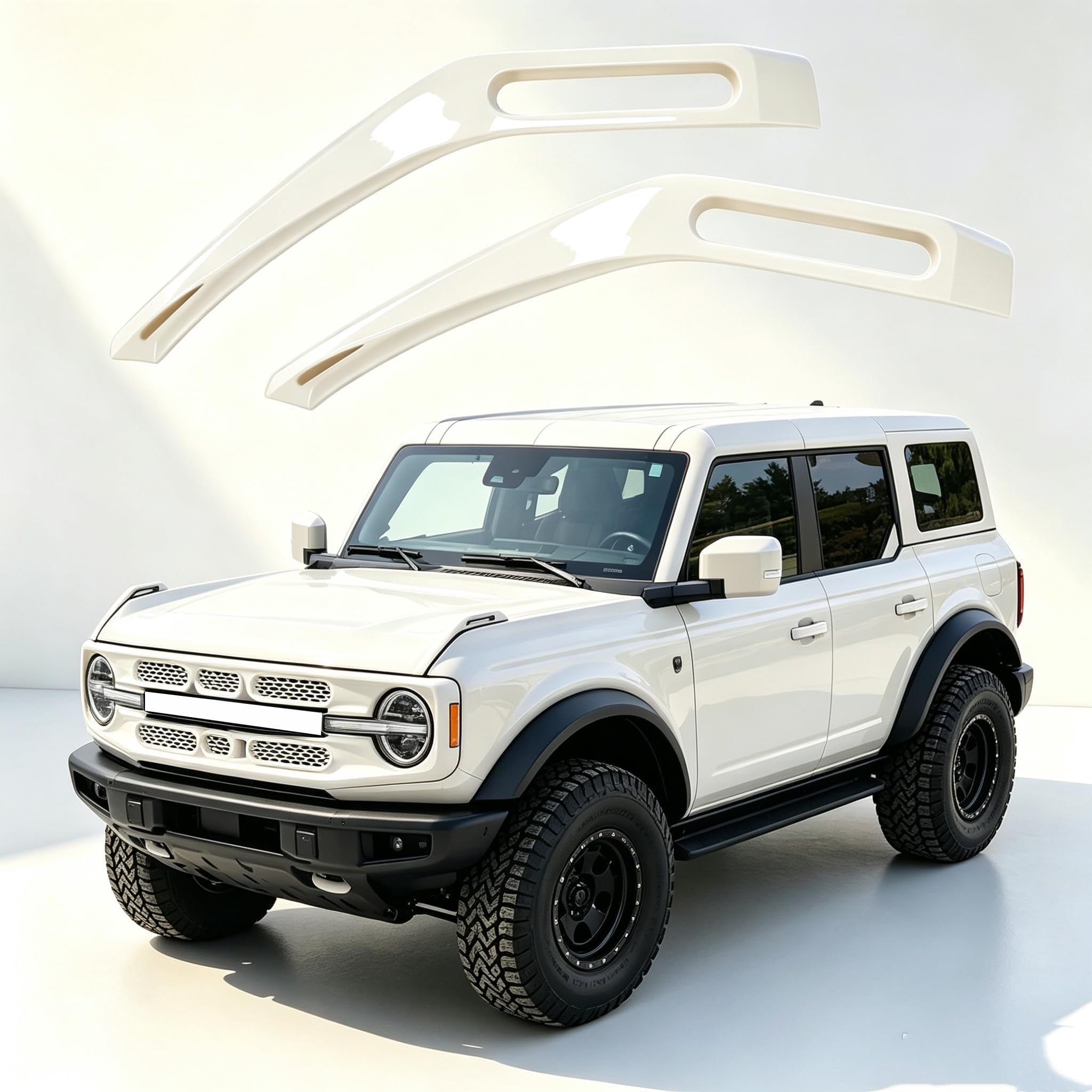 - White Trail Sight Cover Engine Hood Hinge Cover for Ford Bronco