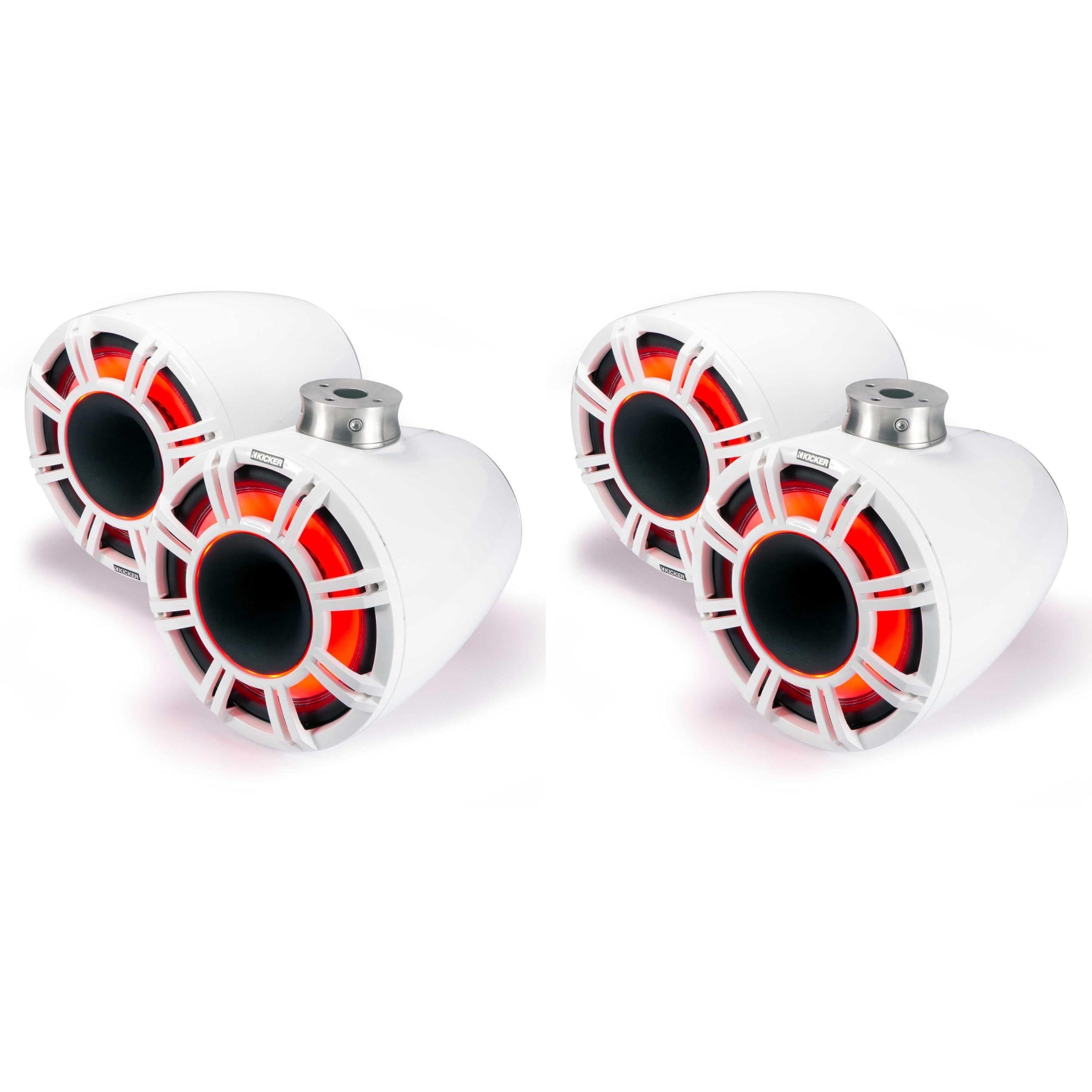 Kicker (2 Pair) 47KMFC9W 9" White Horn-Loaded Tower Speakers with Flat-Mount Tower Adapters