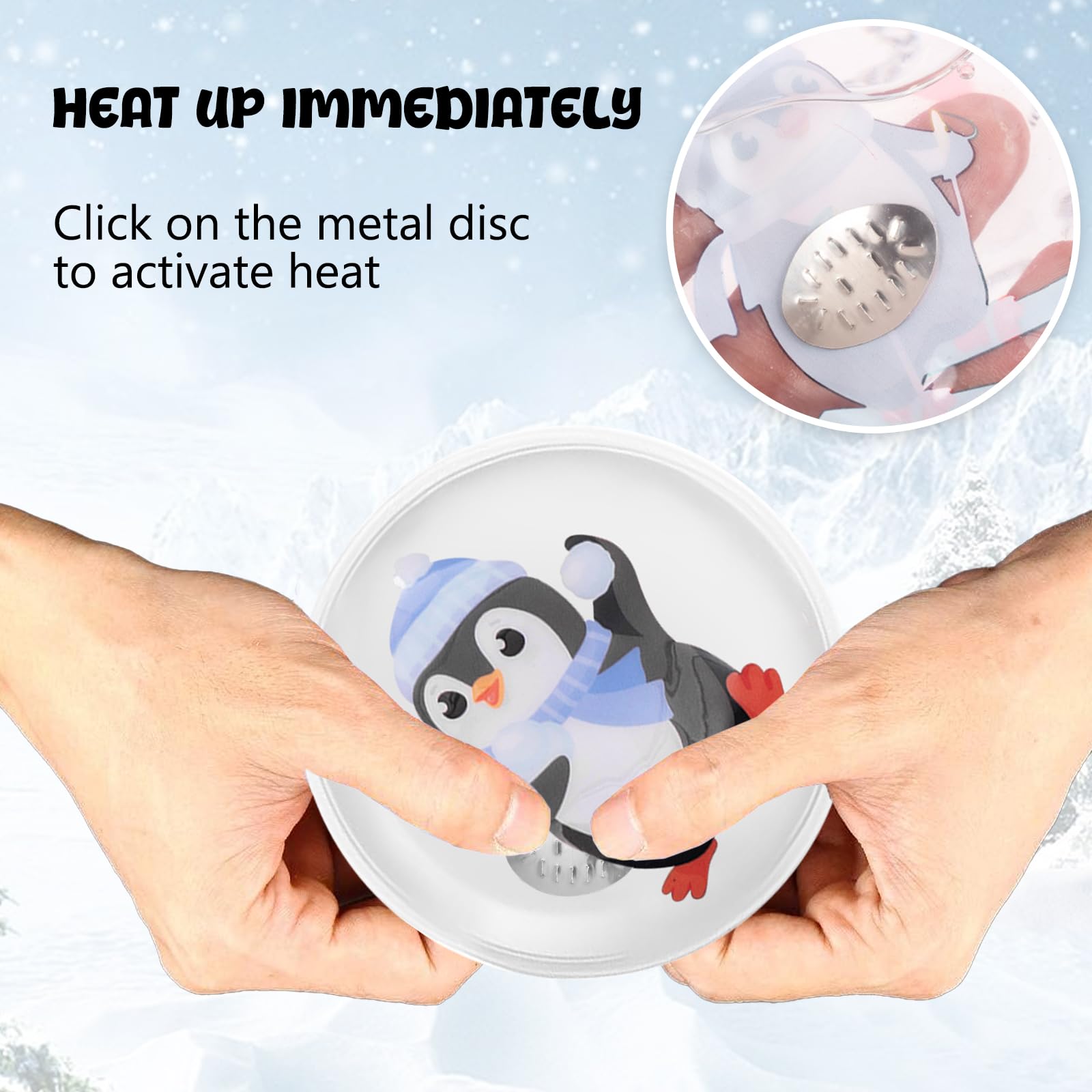 Scaldamani Pinguino Riutilizzabili - Set Da 4 Pezzi Per Bambini E Adulti (9x9 Cm) - Foto 4