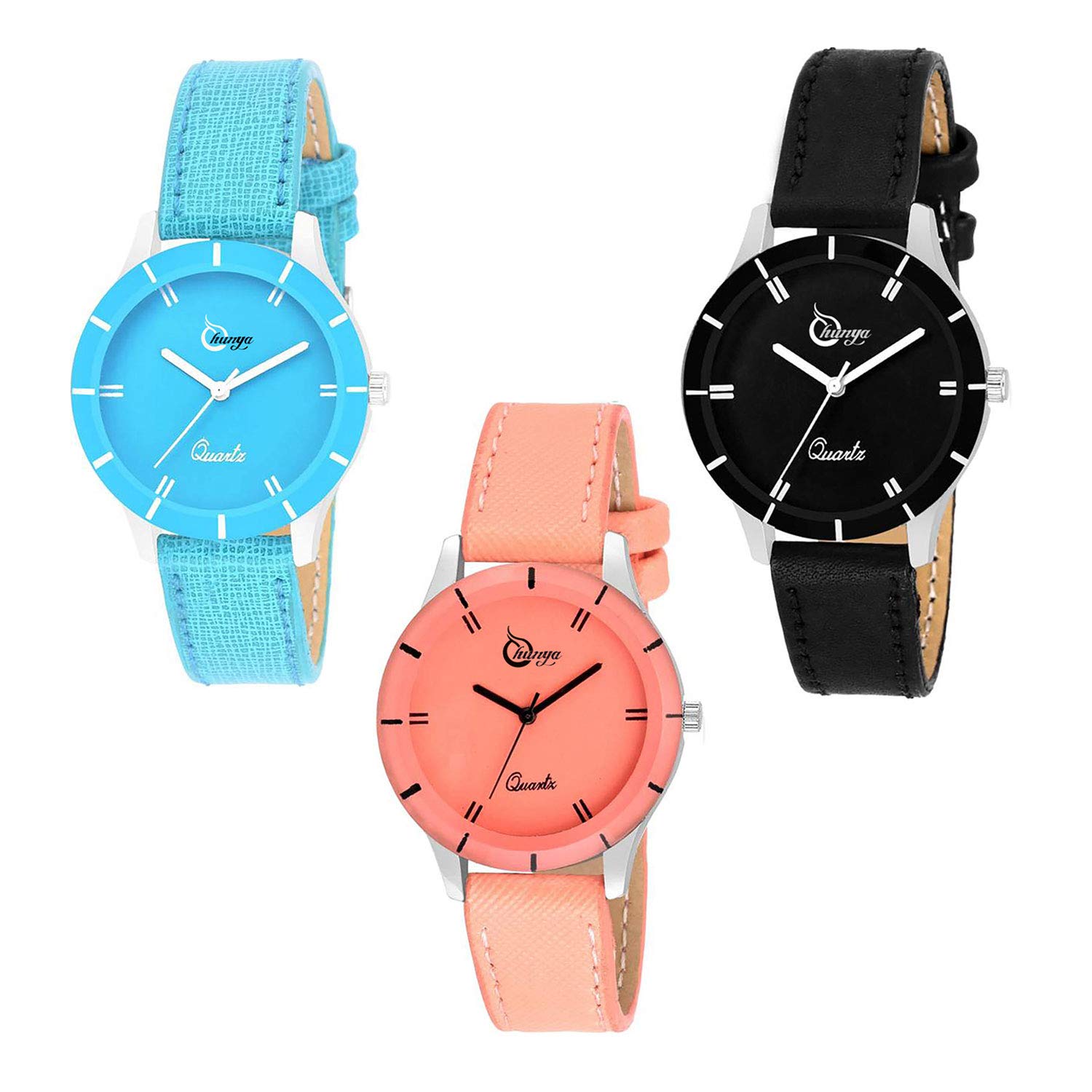 Shunya Analogue Girls Watch (Multicoloured Dial Assorted Colored Strap) (Pack of 3) (B08C2FJM1B) Amazon Price History, Amazon Price Tracker