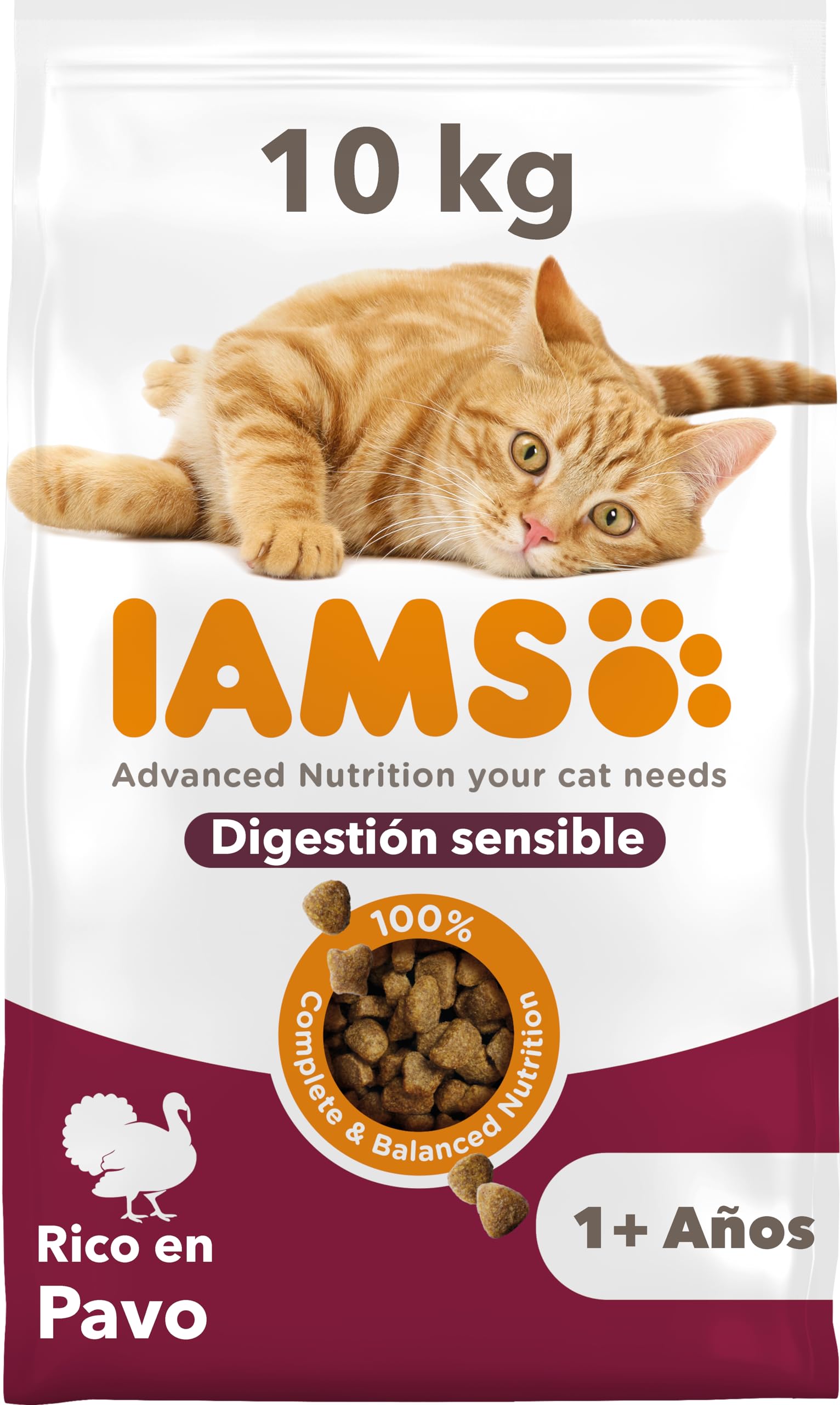 IAMS Sensible Verdauung sucha karma dla kotów z indykiem – sucha karma dla kotów o wrażliwych żołądkach od 1 roku, 10 kg