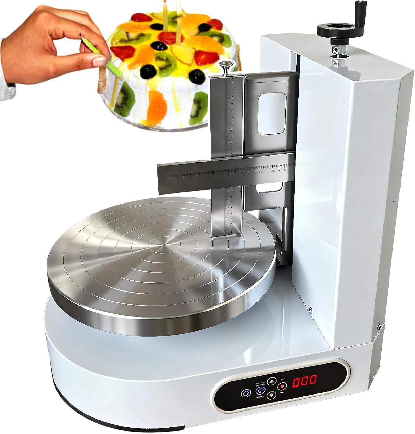 Cake Icing Machine/Automatic Cake Icing Machine, 320 RPM Speed, 20cm Blade Lift, Hd Display, 60db Low Noise, 200w High-Power Performance, for 4-12 Inch Round Cakes White