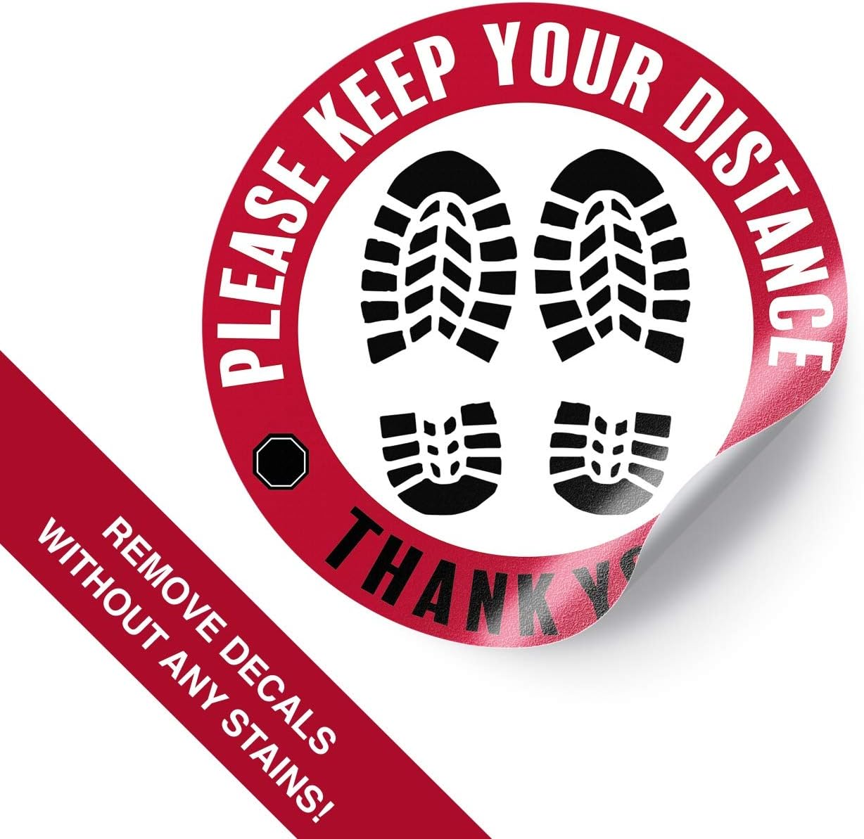 Frее Shірріng Ovеr $50 Social Distancing Floor Stickers Round 8 Diameter Decals, Tough, Waterproof, and Anti-Slip 6 Feet Notice Floor Sign for Queues, Lines, and for High Traffic Areas, Red/White (12 Pack)