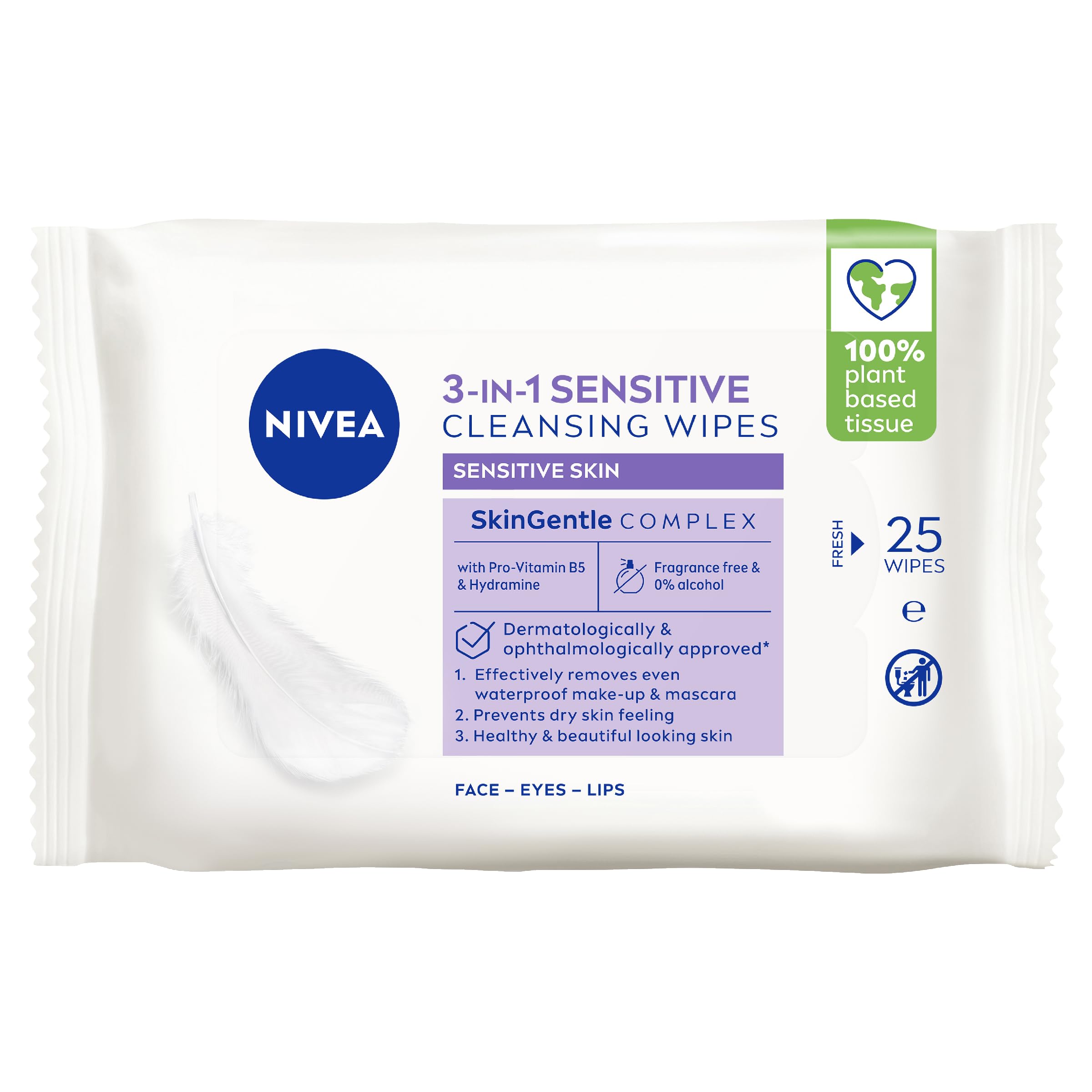 NIVEA Sensitive Biodegradable Cleansing Wipes (25 Pack)