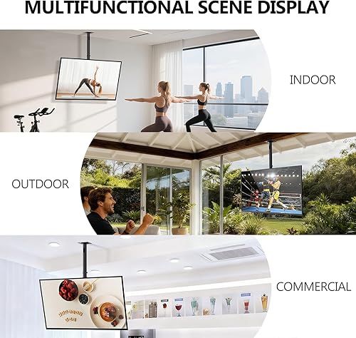 Miniatura 8 de WALI - Soporte de techo ajustable compatible con la mayoría de pantallas LED, LCD, OLED y plasma de 23 a 43 pulgadas, hasta 110 libras, agujeros de