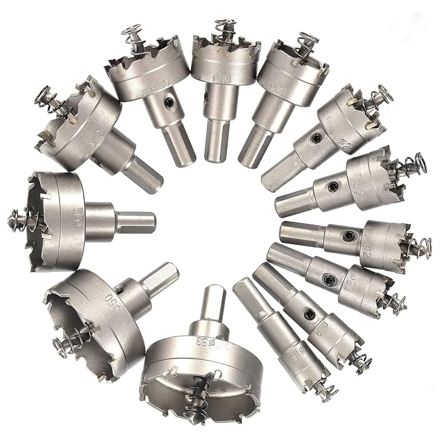 Yuentoen Tungsten Carbide Hole Saw13 Pcs Carbide Hole Saw Kit 5/8" 2