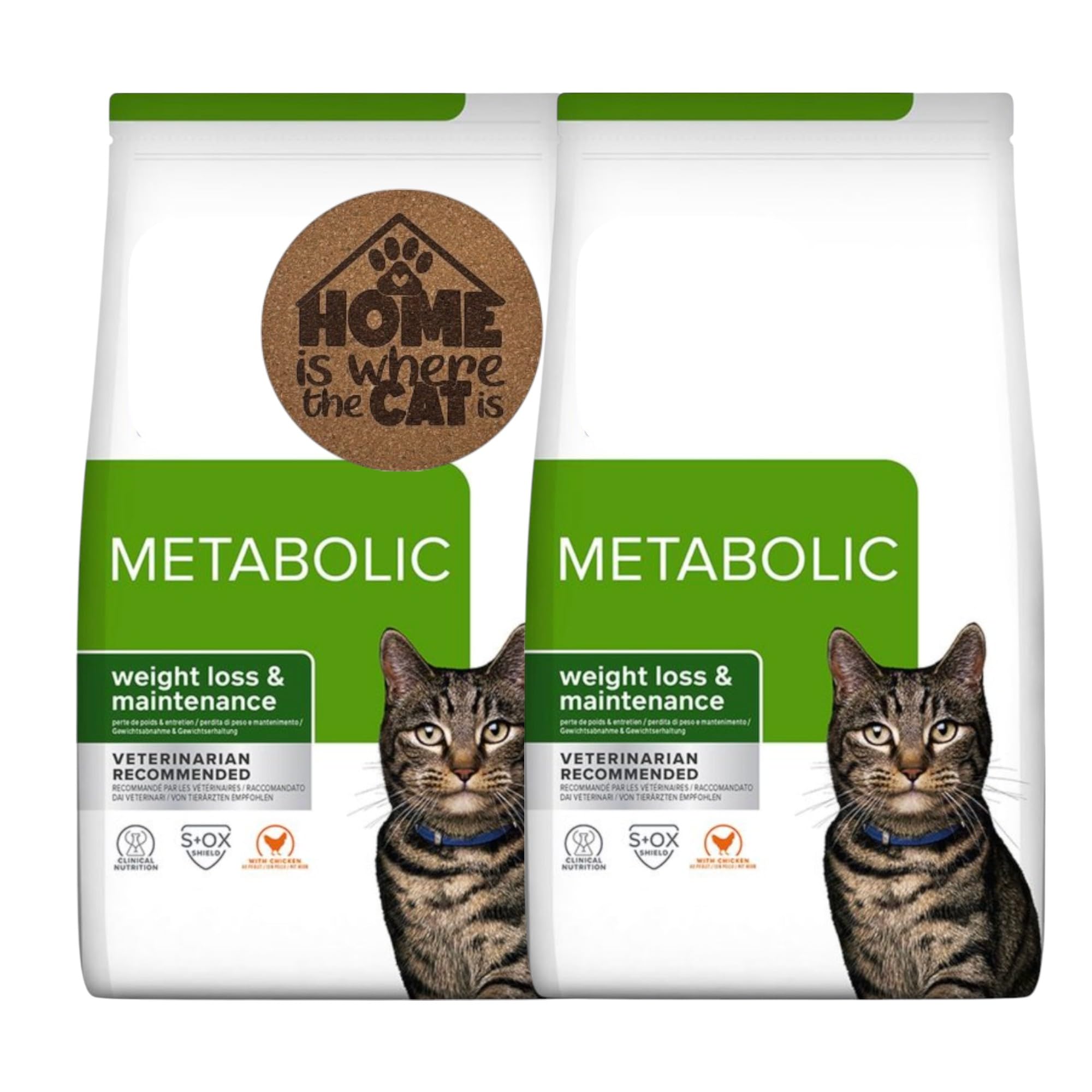 AETN Creations Metabolic Weight Management Dry Cat Food 2 x 1.5kg – Weight Loss & Maintenance Formula for Adult Cats with AETN Exclusive Cat Coaster