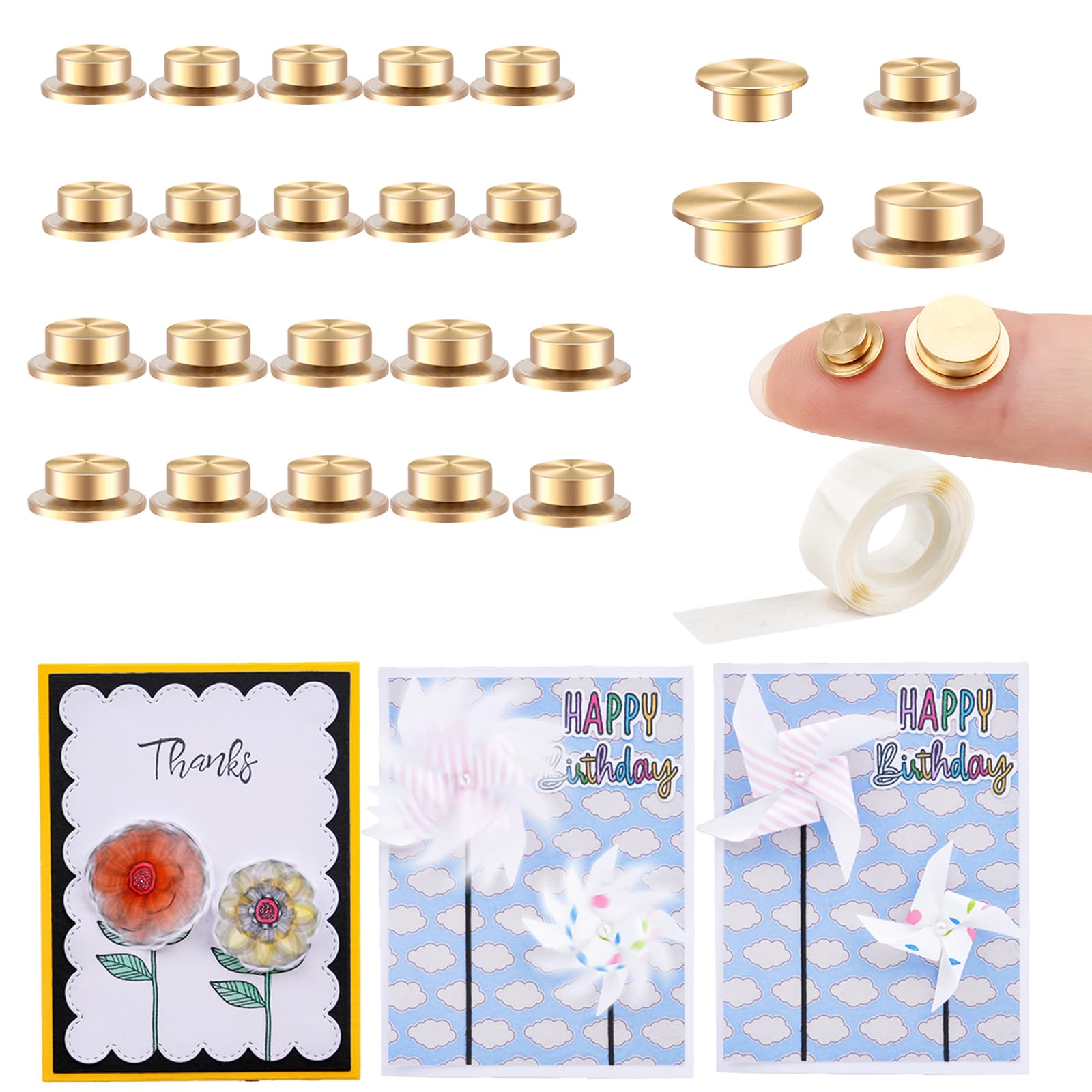 20pcs Mini Metal Rotary Bearings for DIY Paper Card Scrapbooking Greeting Card 360° Rotating Smooth Twist Spinner for Jewelry Making, Nail Decoration(10mm and 7mm)