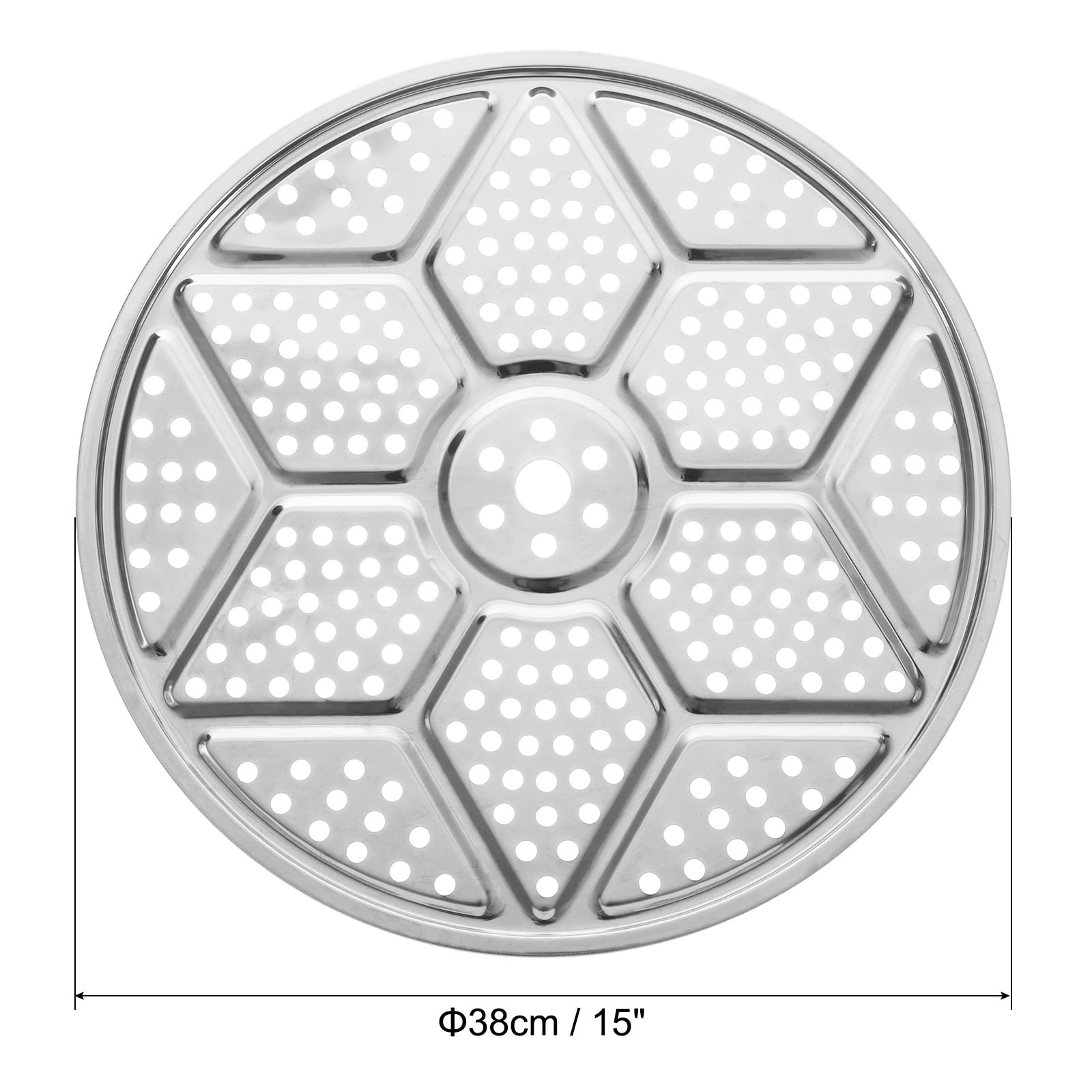 uxcell Griglia per cottura a vapore in acciaio inossidabile, vassoio per cottura a vapore da 38 cm, per pentole a vapore e pentole a pressione, color argento