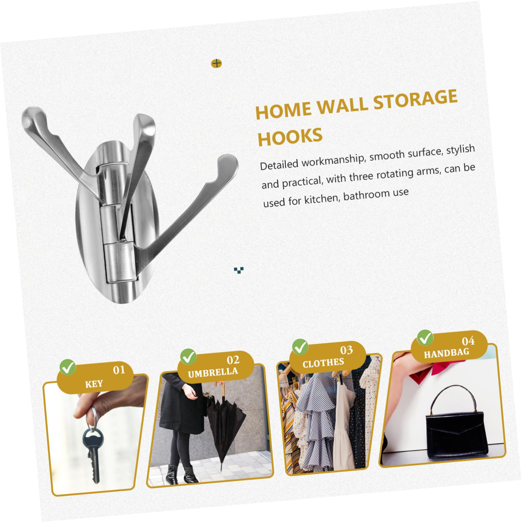 SHINEOFI 5 Piezas Gancho De Metal Giratorio Ganchos De Baño Gancho Giratorio Para Montaje En Pared Bath Baño Ganchos Metalicos Colgador De Toallas Colgadora De Toallas Aleación De Zinc