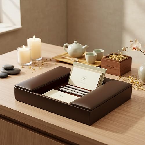 Miniatura 3 de Dacasso Organizador de sala de conferencias mejorado de cuero marrón chocolate clásico