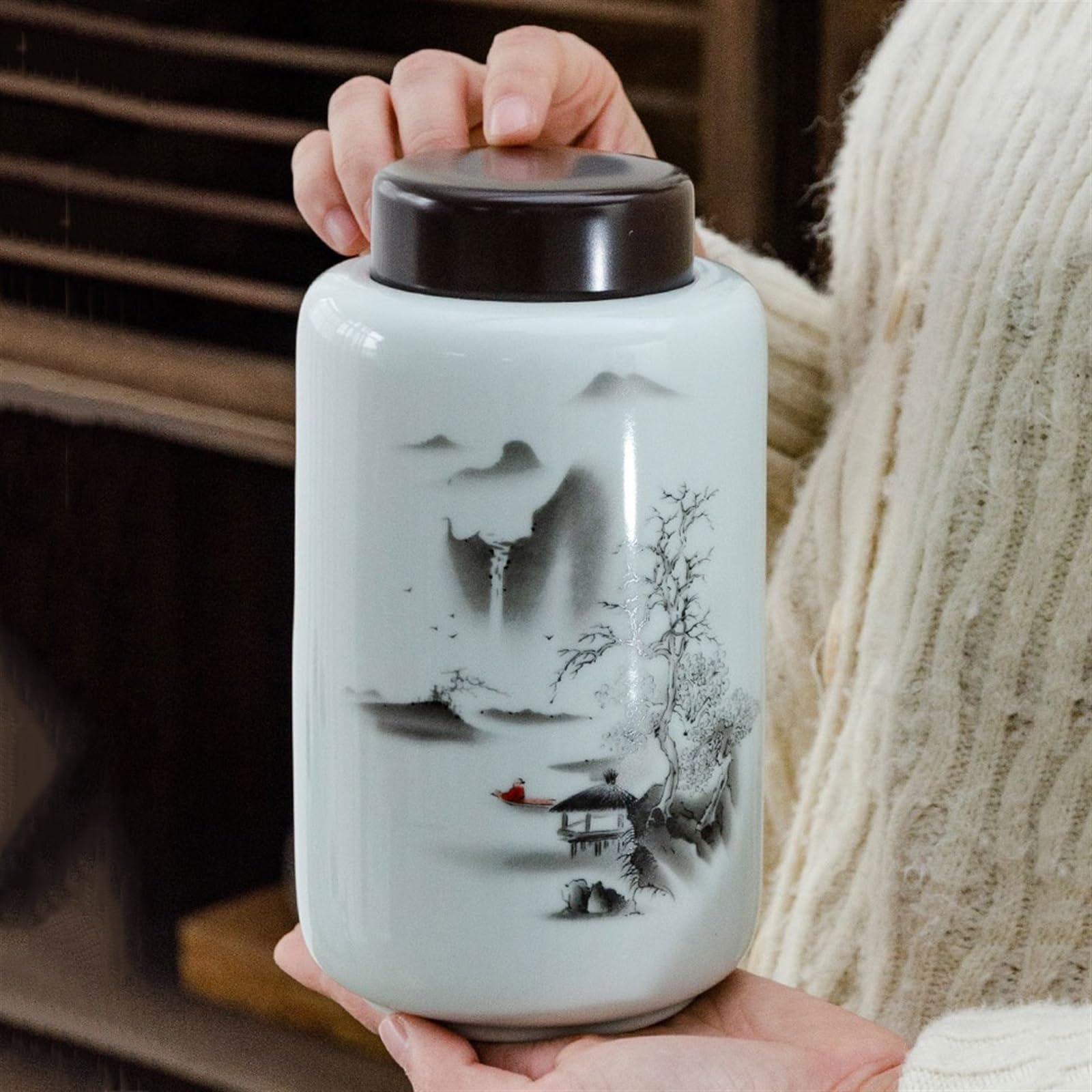 Ceramiczna puszka na herbatę, hermetyczny słoik do przechowywania, ceramiczny duży szczelnie zamknięty słoik słoik do przechowywania w gospodarstwie domowym zielona herbata czarna herbata luzem liścia
