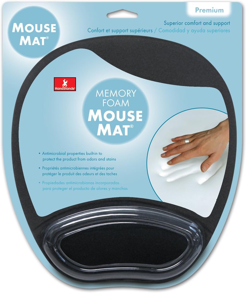 Memory Foam Mouse Pad Mat with Wrist Rest (Black)