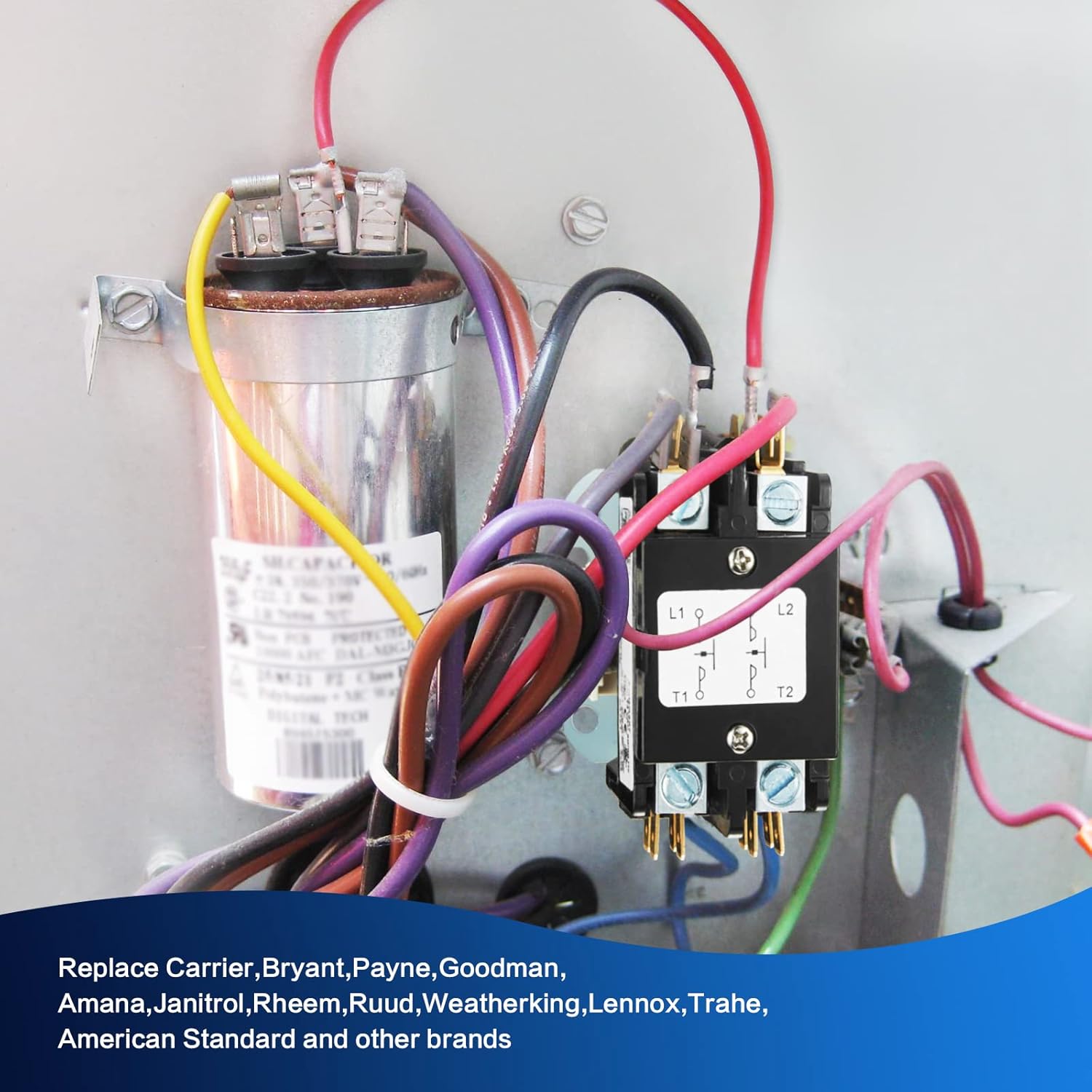 Buy 2 Pole AC Contactor, Generic Heavy Duty 40Amp 24V Coil Air Conditioner Contactor Condenser