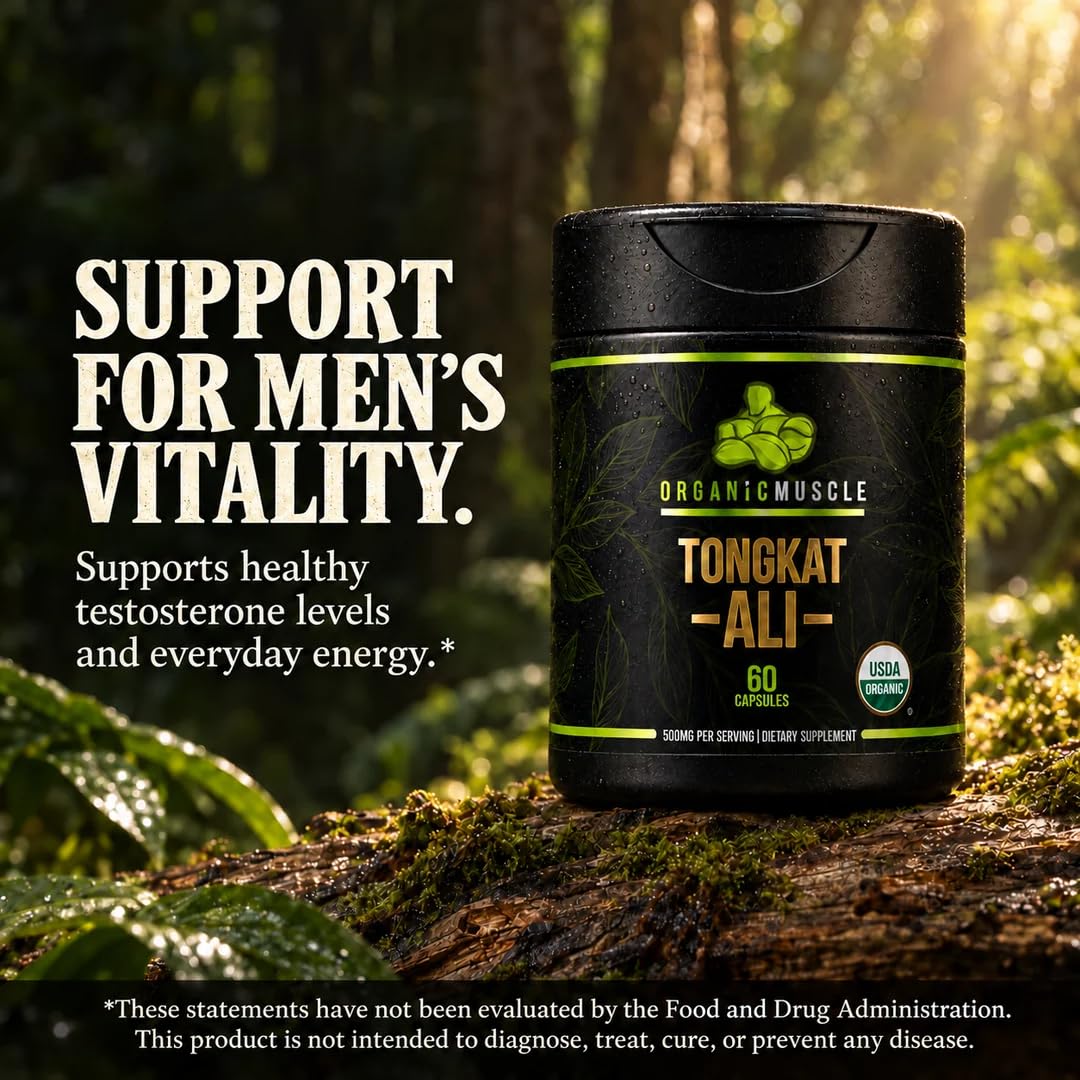 Organic Muscle Tongkat Ali for Men 500mg, USDA Organic, 60 Capsules — Amazon image 4