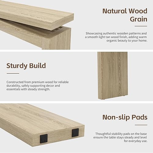 Miniatura 6 de Mesa consola de 63 pulgadas detrás del sofá rústica, mesas largas para entrada estrecha, moderna mesa de sofá de madera para pasillo, sala de estar,