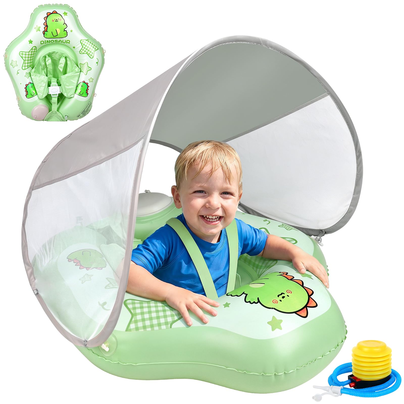 Bouée Bébé Avec Pare-soleil – Anneau Gonflable Pliable – Siège Sécurité – 0-4 Ans – Plage Et Piscine