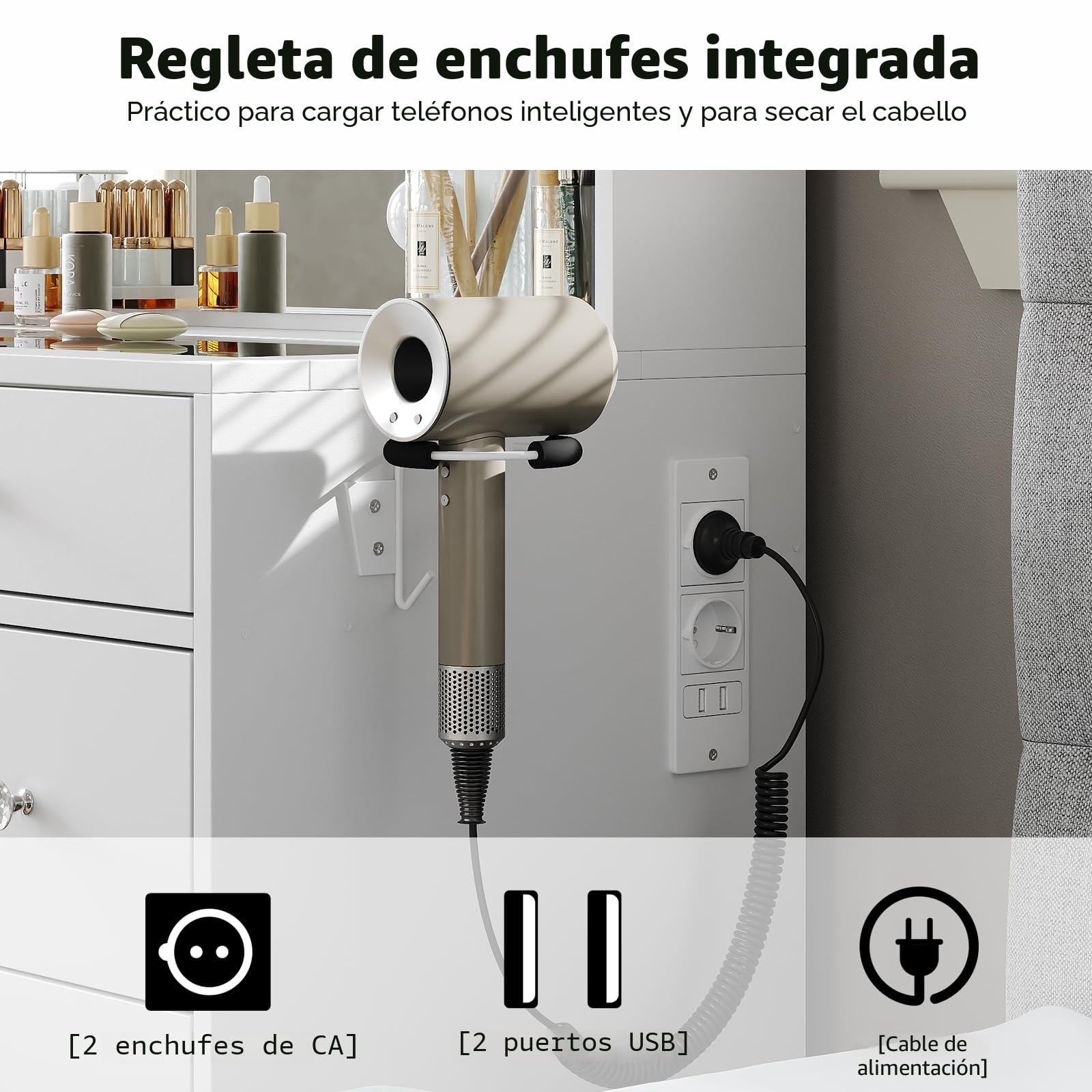 Yanosaku Tocador con Fuente de alimentación 47 Pulgadas más Ancho con Espejo y 12 Luces LED 3 Modos de iluminación de Color 11 cajones 4 estantes Panel Plegable Mesa de Cristal Juego de Maquillaje