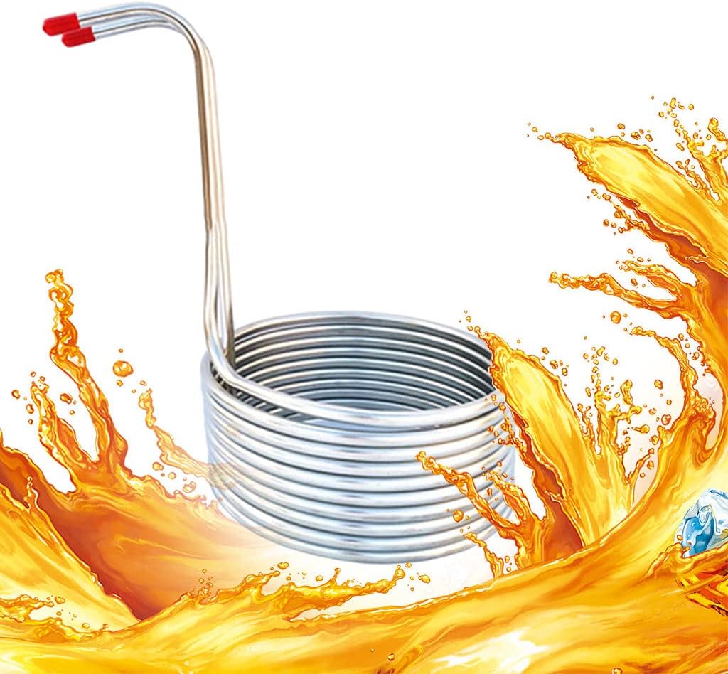 FAKEME Beer Cooling Coil, Home Brewing Spiral Hotel Restaurant Immersion Stainless Steel Wine Making Machine Cooling Coil Kitchen Supplies(8m)
