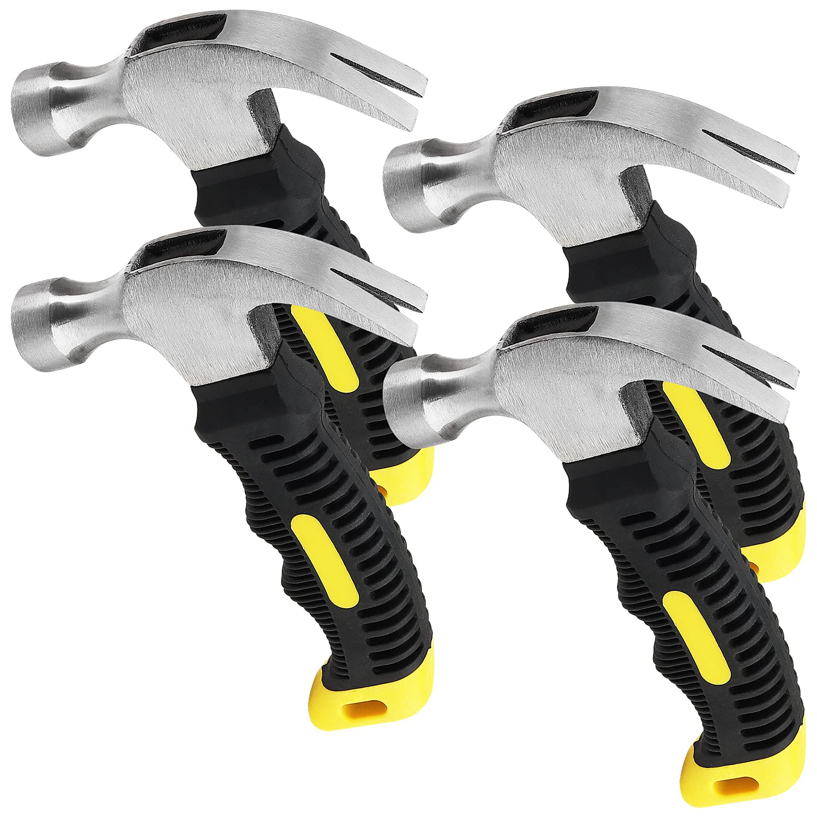 HAKZEON 4 Pack 8oz Small Claw Hammer, Stubby Mini Hammer with Non-Slip Handle for Home and DIY