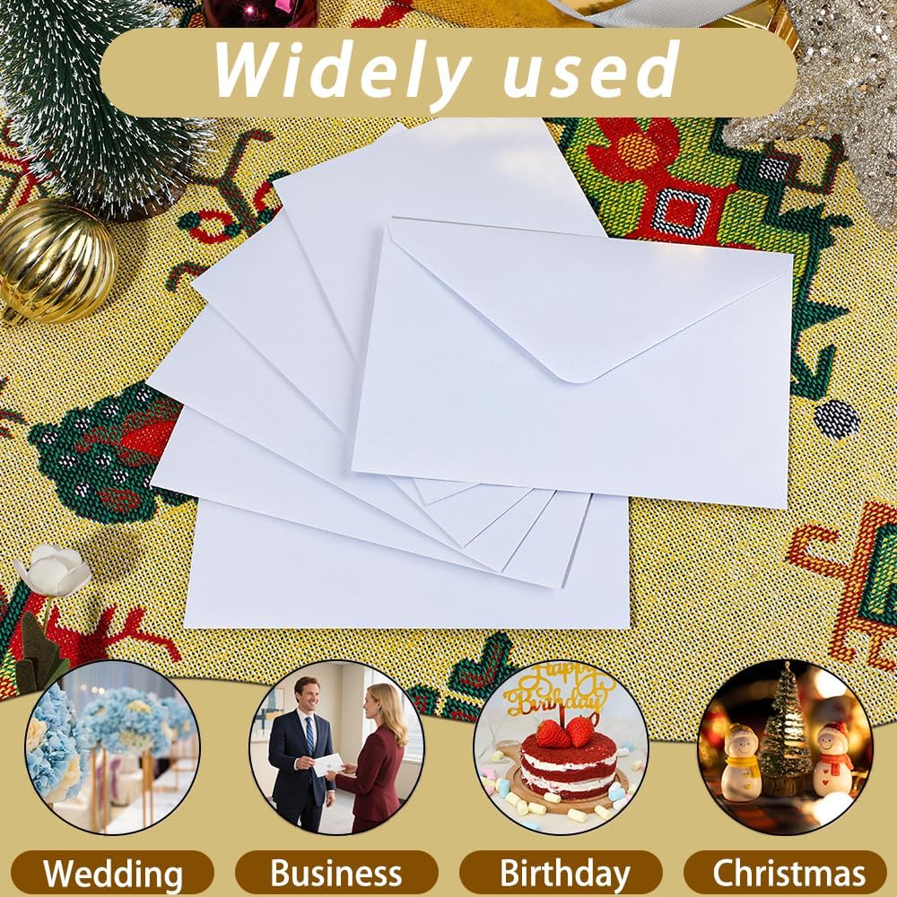 Bulk 5x7 Self-Sealing White Envelopes 250 Pack - A7 (5.31×7.67in) Premium 120g Pearl Glitter Paper - Printable & Writable for Wedding Invitations,Greeting Cards - Includes Gold Stickers