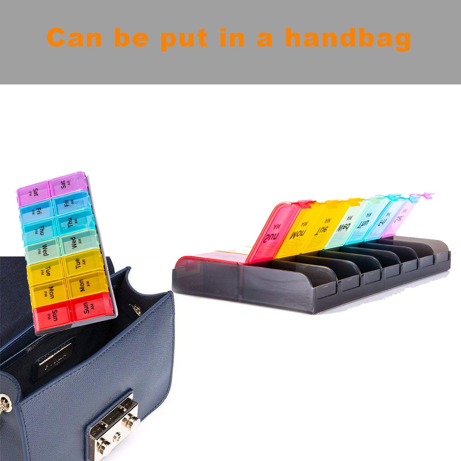 Pastillero Organizador 7 Días Semanal 2 Veces Al Día Dispensador De Pastillas Estuche De Almacenamiento Organizador Semanal De Pastillas Para Medicamentos, Suplementos, Vitaminas Y Aceite D