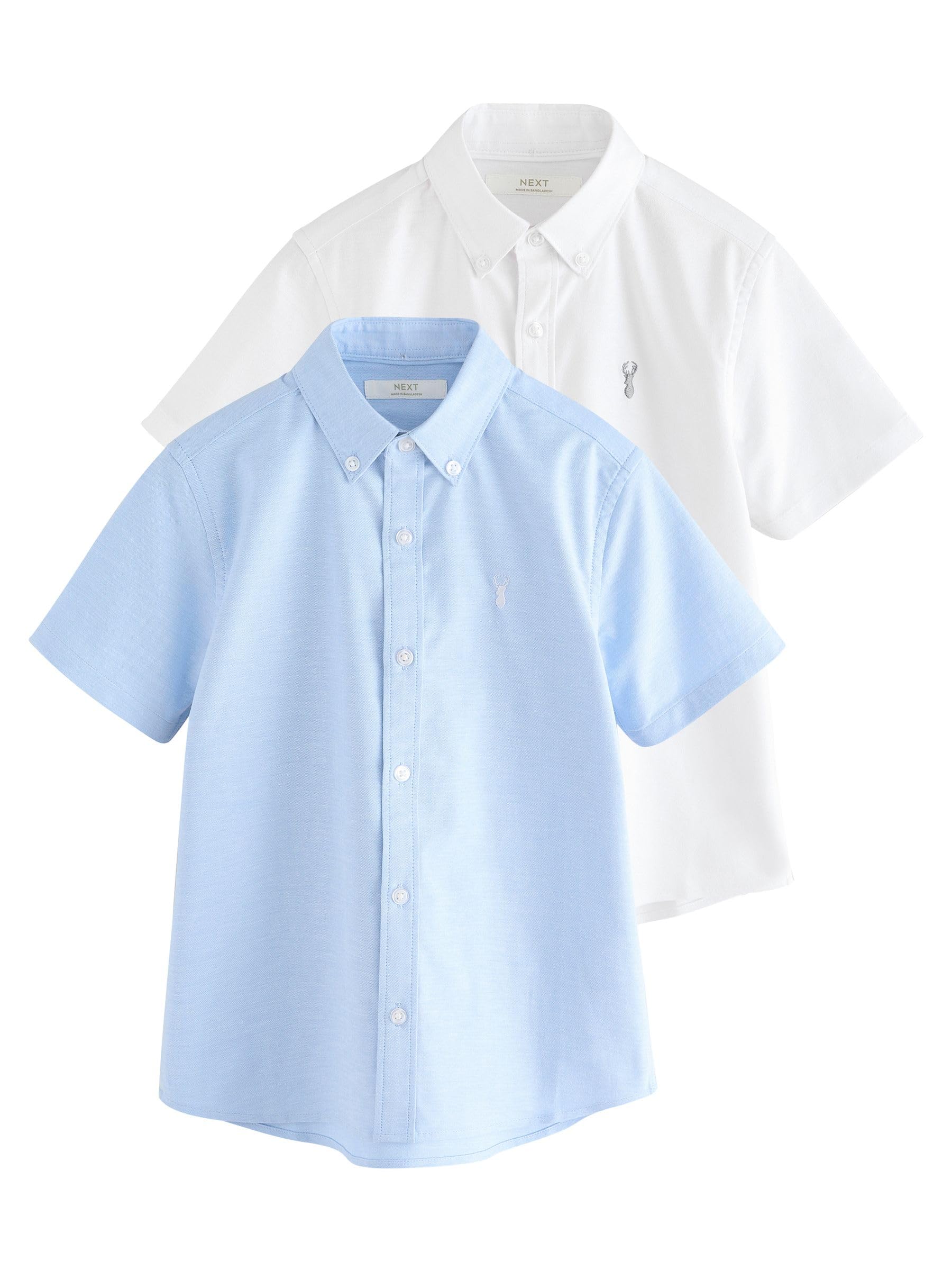 NEXT Niños Pack de 2 Camisas Oxford de Manga Corta con Alto Contenido de algodón