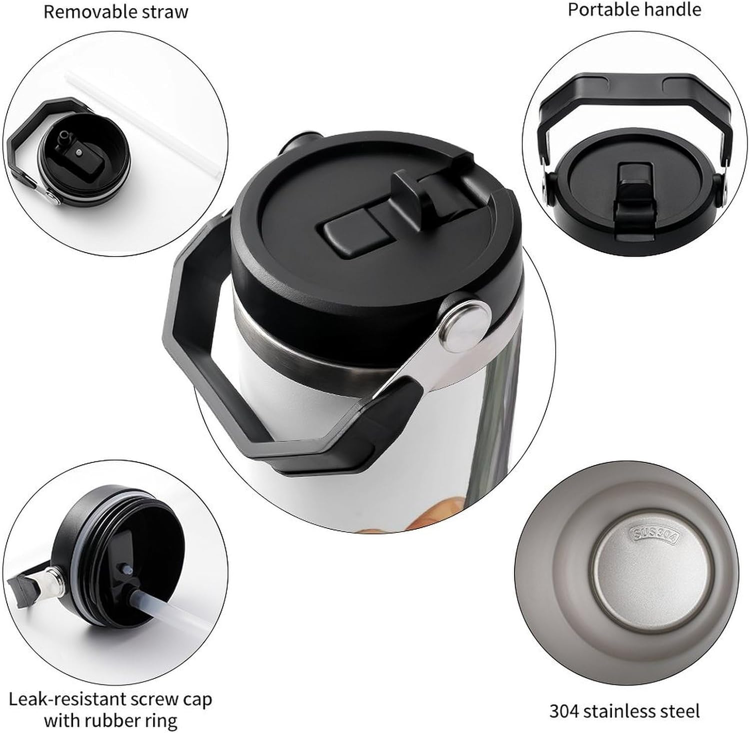 30oz Insulated Tumblers with Top Handle, Stainless Steel Fall Watercolor Pumpkins Car Cup with Straw for Gift, Leak-Proof Double Wall Vacuum Travel Mug, Personalized Water Bottles Black