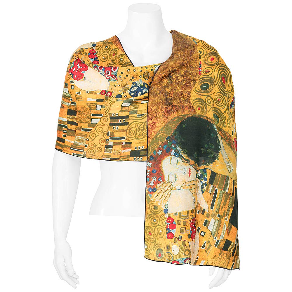 VON LILIENFELD szalik damski 100% jedwab Gustav Klimt motyw pocałunku szalik jedwabny 172 x 42 cm