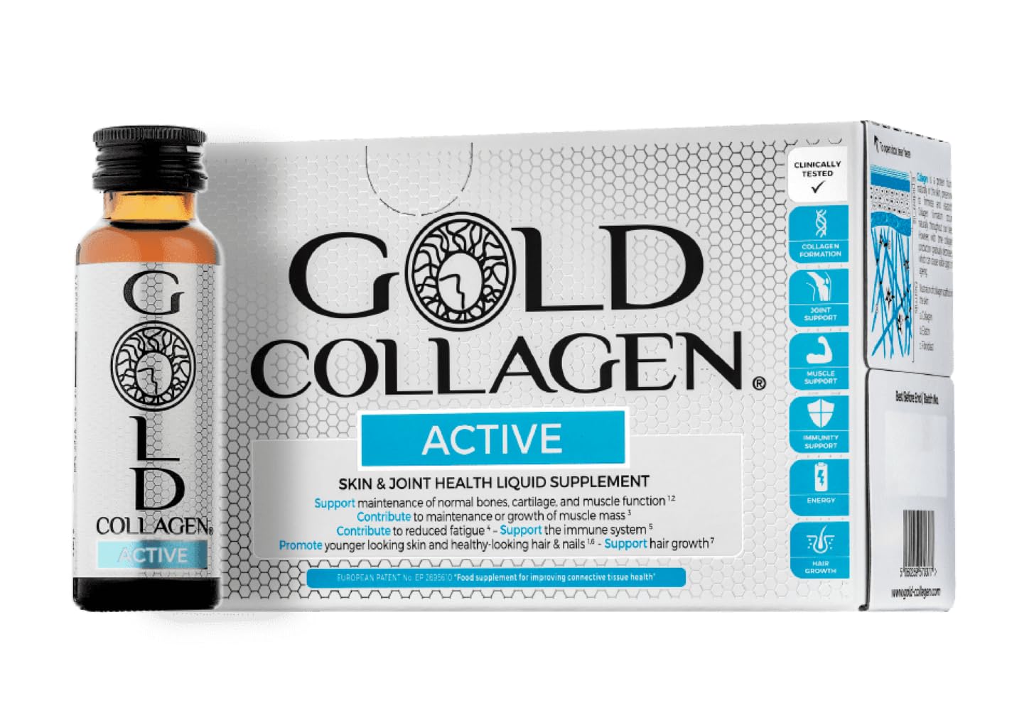 Active - Collagen Supplements for Women & Men with Vitamin C and Glucosamine - Joints, Bones, Skin & Hair Growth Supplement with Hyaluronic Acid and Biotin, 10 Bottles 50ml Each