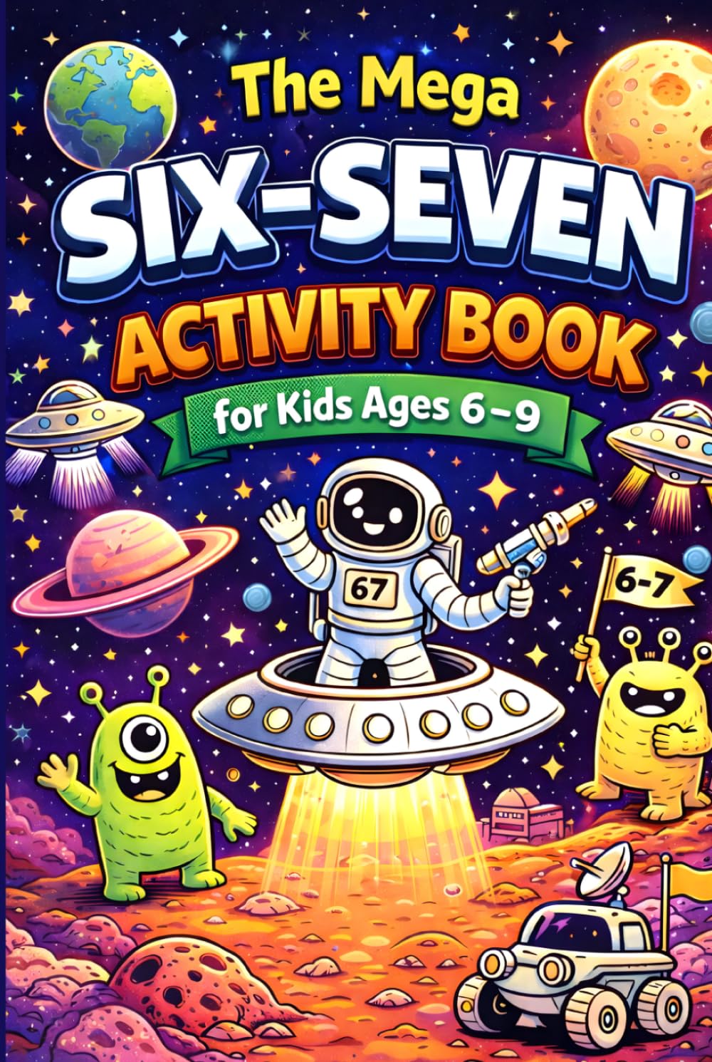 The Mega Six–Seven Activity Book for Kids: Space Quest Inspired by the Viral 6 7 Trend (7-Level Puzzle, Maze, Word Search, Coloring Challenge with Mission Badges and Completion Certificate)