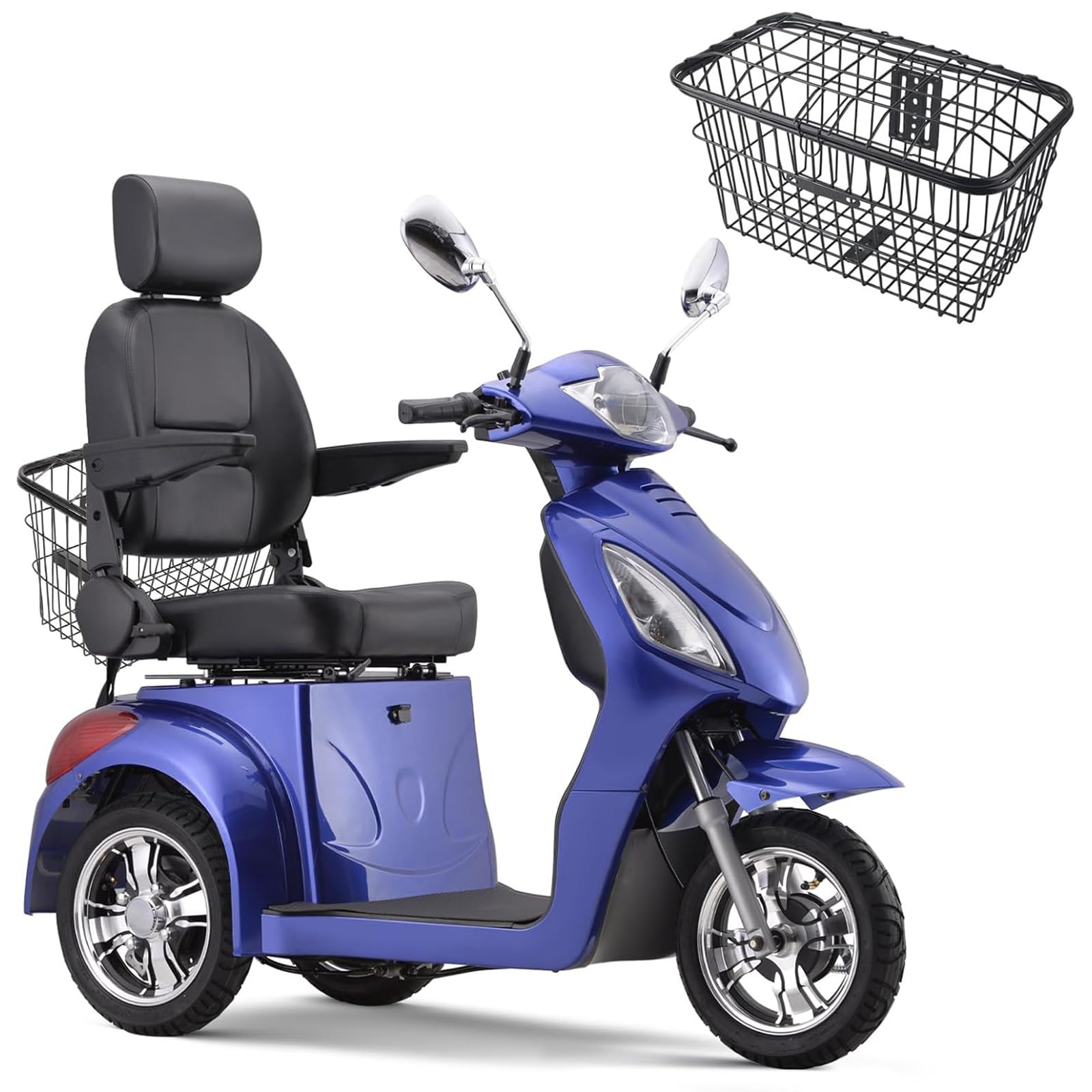 Heavy Duty 3 Wheel Mobility Scooters for Seniors & Adults 500lbs Capacity-800W Mobility Scooters 31 Miles Long Range, All Terrain Electric Powered