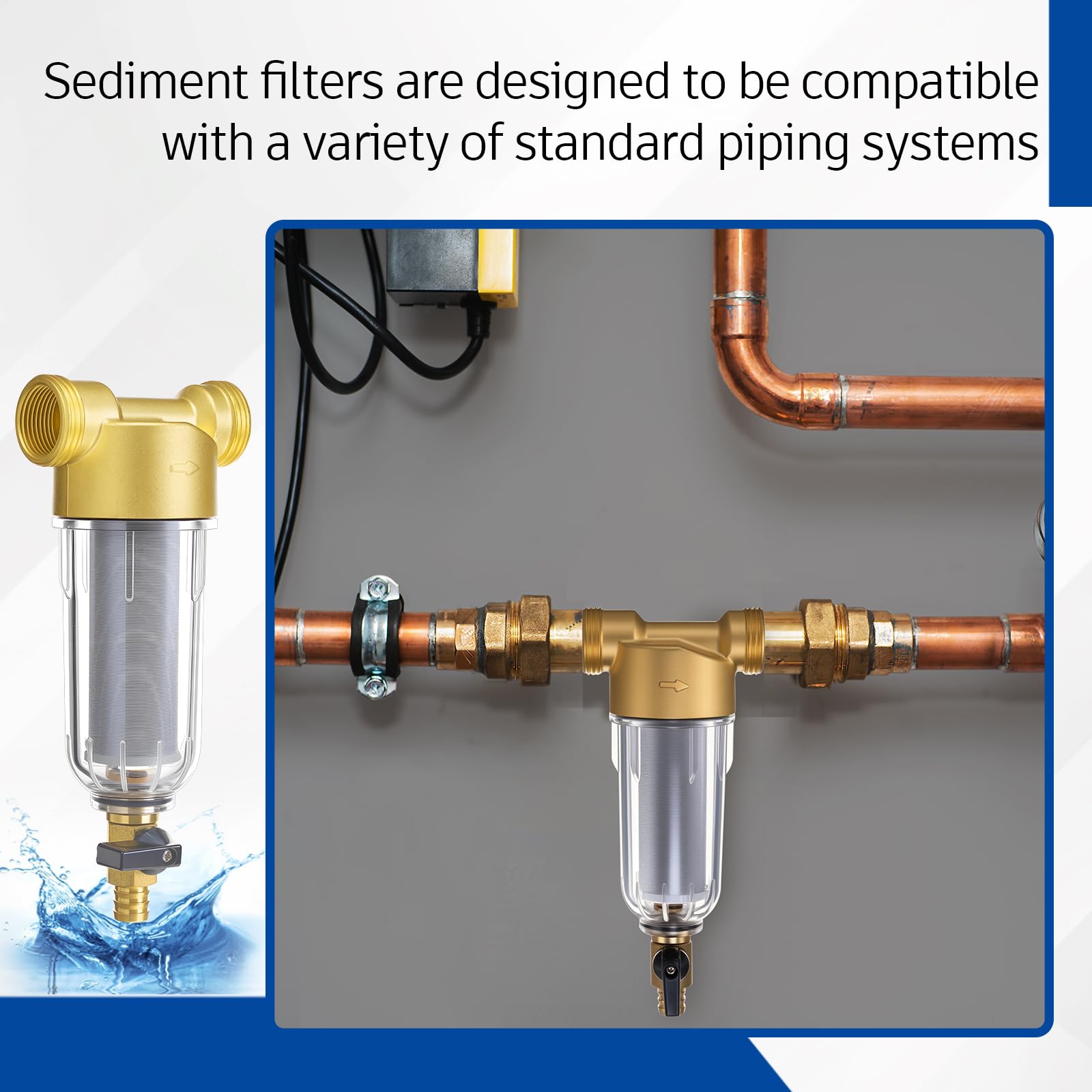 WILLBOND Filtro per acqua per sedimenti da 3/4", 50, 100 e 200, riutilizzabile, con 2 adattatori, per sistema di pre-filtrazione dell'acqua domestico e commerciale, ideale per proprietari di casa