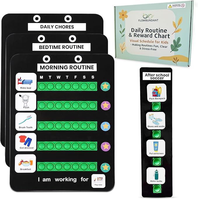 Visual Schedule for Kids, Magnetic Chore Chart and Reward System for Home, Toddler Daily Routine Board with 100 Picture Cards