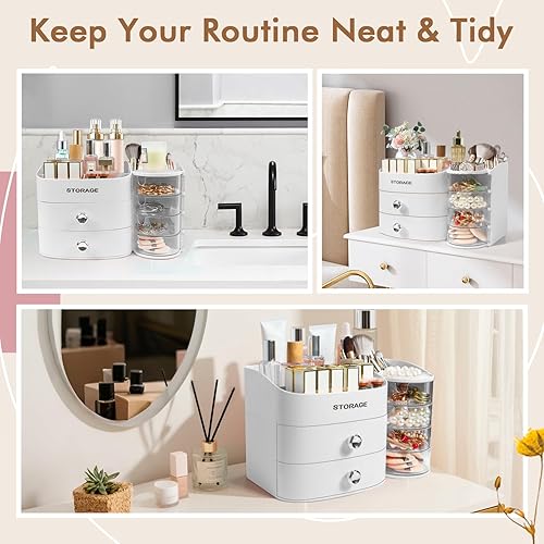 Miniatura 5 de XIAPIA Organizador de maquillaje para encimera, organizador de maquillaje para tocador, cuidado de la piel y organizadores de cosméticos con