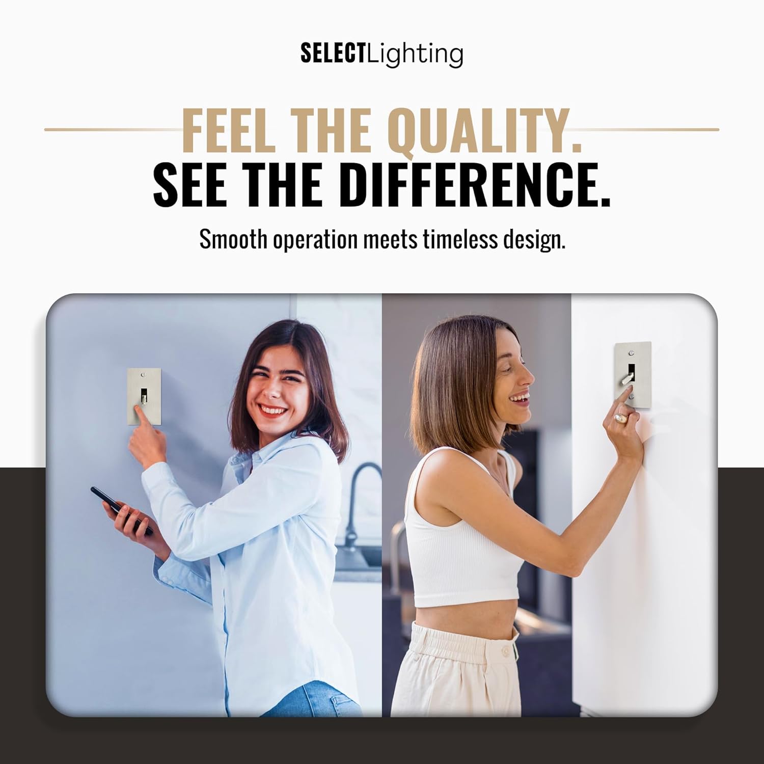 SELECT 1-Gang Solid Brass Toggle Switch, Satin Nickel Finish, 15A 120V AC Wall Mount, Vintage Style Single Pole & 3-Way Compatible, with Faceplate & Switch Module, UL Listed