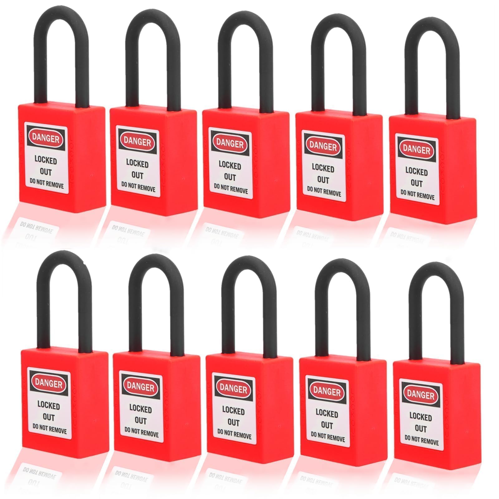 Lockout Lock 38mm, 10 Set Lockout Tagout Lucchetto Strumento di Sicurezza Lucchetti di Sicurezza Elettrica per Fabbriche (Rosso)