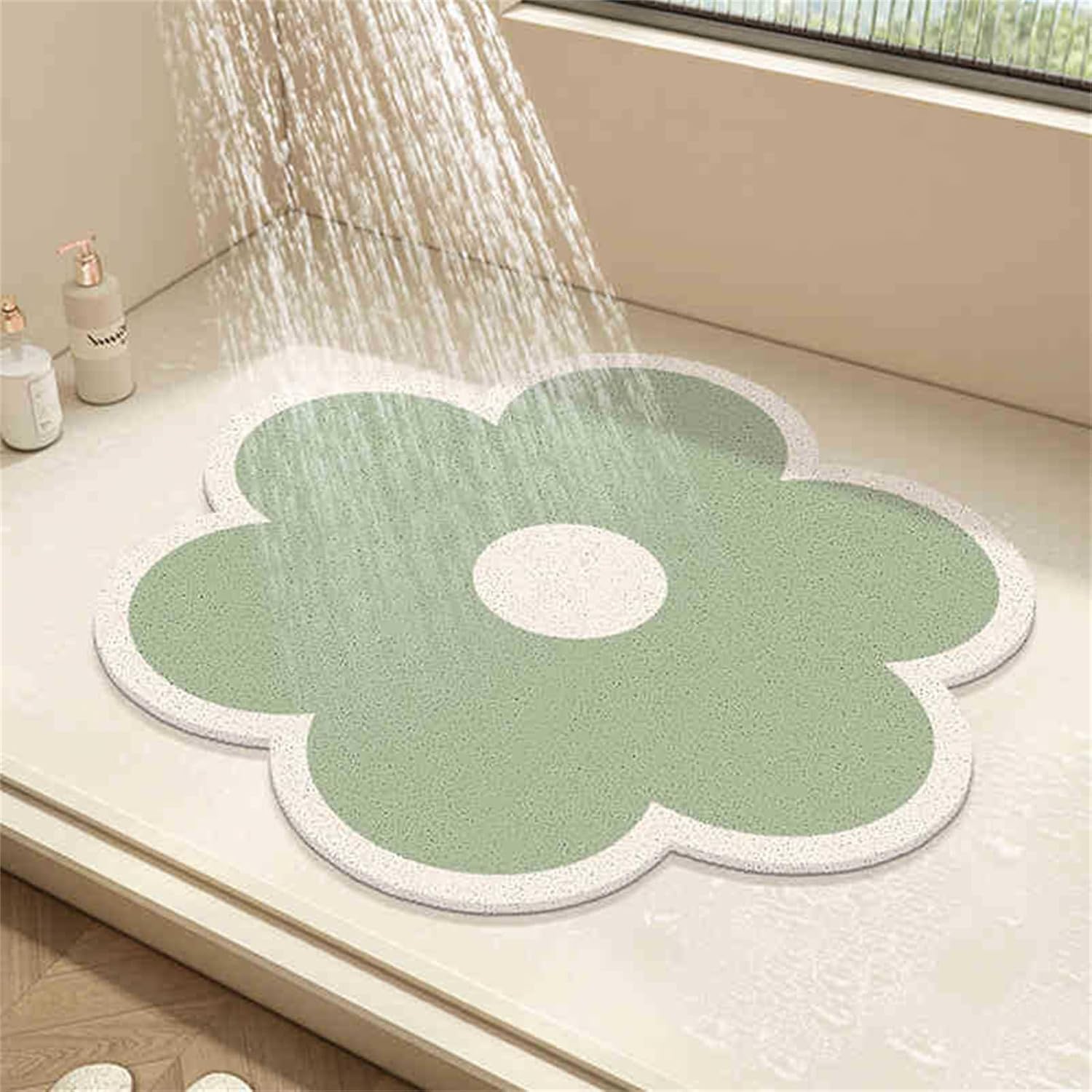 VUIKLCty Floral-patterned Soft Rubber Loofah Bath Mat