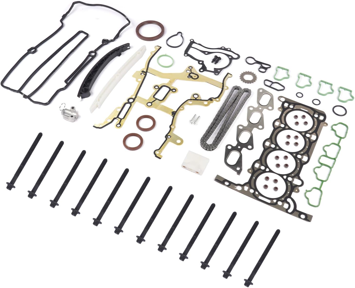 GELUOXI Head Gasket Bolts + Timing Chain Kit Replacement for Chevy Cruze Sonic Trax Buick Encore 1.4L 2011-2016 HS26540PT-1 HS54898