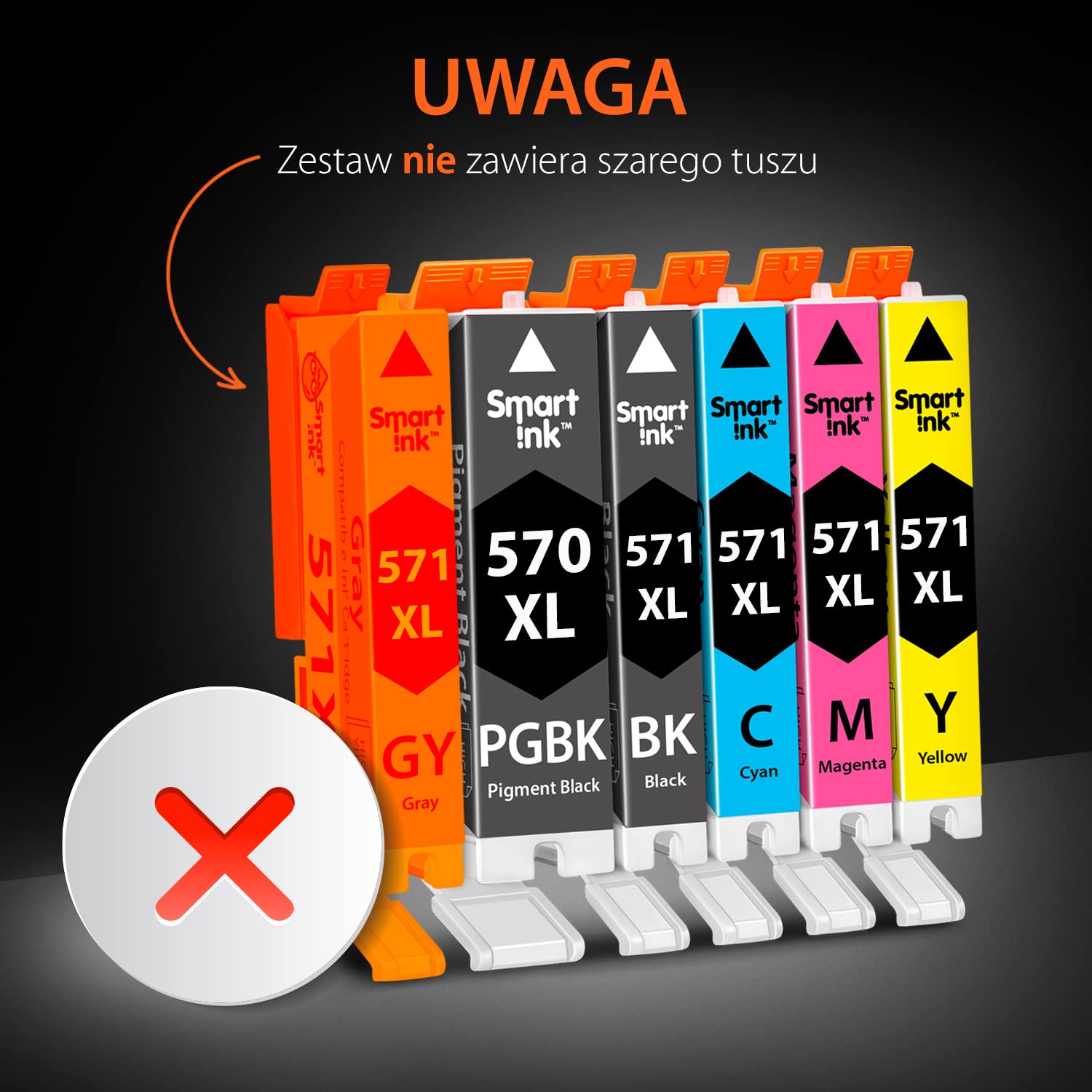Smart Ink Kompatybilne wkłady atramentowe jako zamiennik do Canon PGI 570XL CLI 571XL 570 571 XL (PGBK & BK/C/M/Y) do użytku z Pixma MG5750 5751 5753 6850 6851 TS5050 5051 5055 5752 6050 6052 6051