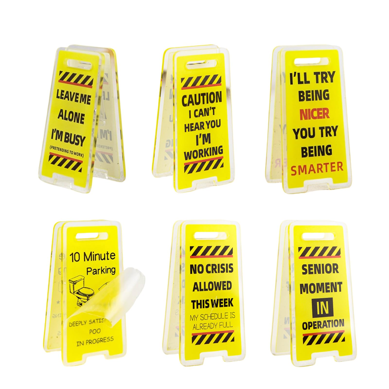 6 Pcs Desk Decor Funny Sign Clips Novelty Gifts for Colleagues, Mini Funny Desk Accessories Office Decoration Sign Ornament Plaque Answer Rates Leave Me Alone I'm Busy
