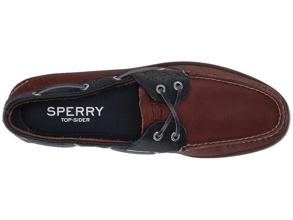 

Sperry Leeward Cross Lace Leather (Tan/Navy) Men's Shoes