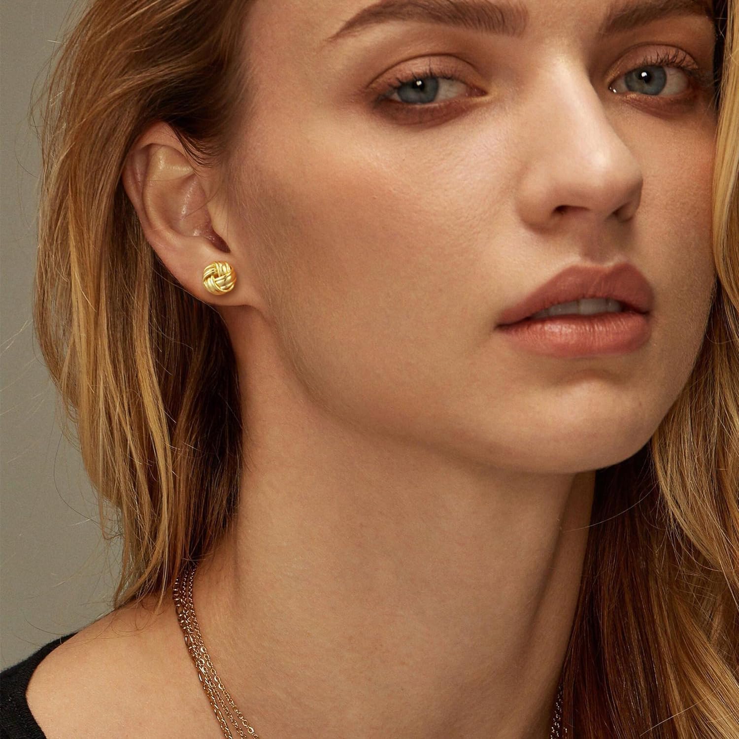 Gold Studs Earrings for Women 14K Gold Earrings for Women Gold Knot Stud Earring for Womens Studs Graceful Knot Stud Earring for Womens 10mm