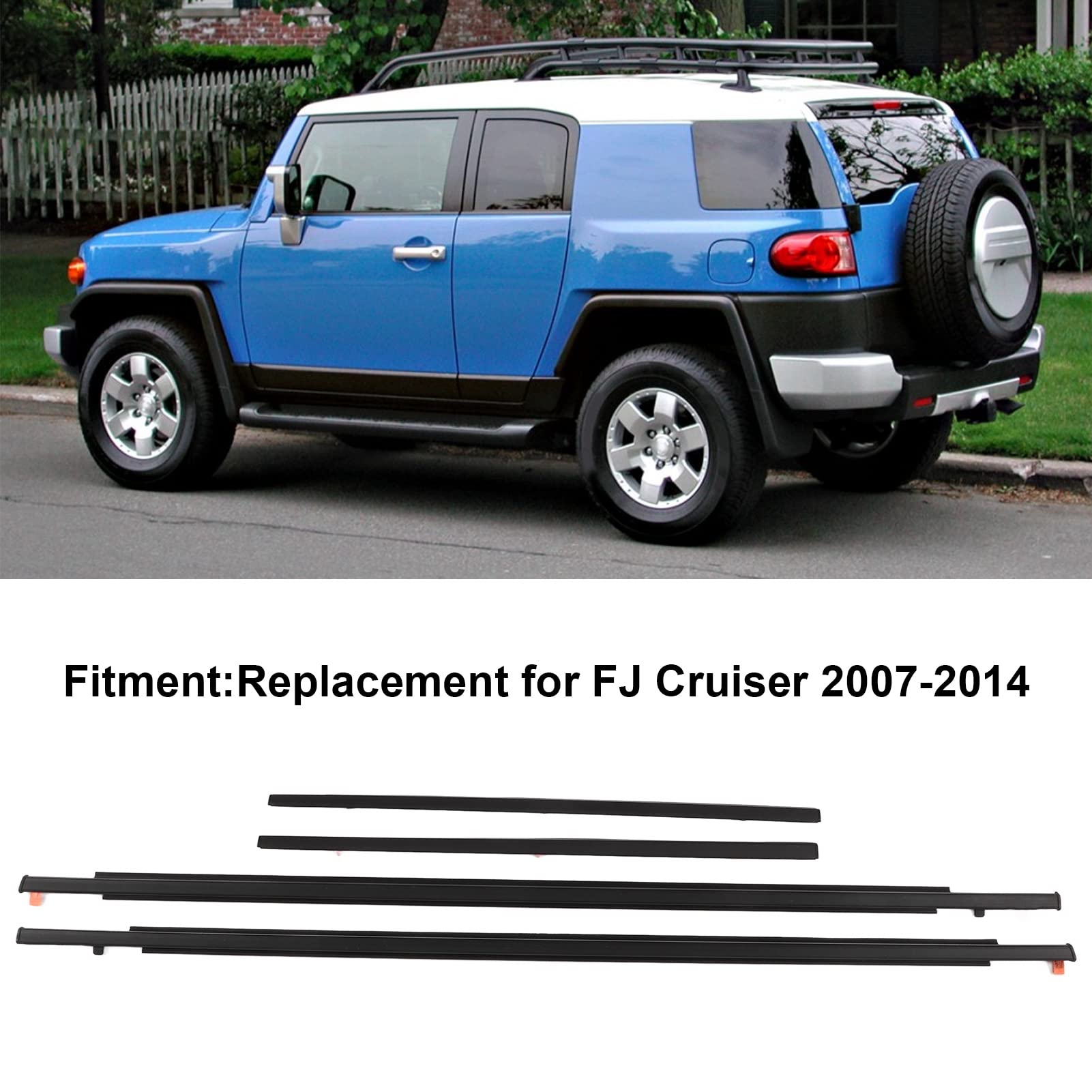Elastyczne 4 szt. Listwy Okienne Drzwi Łatwa Instalacja dla FJ Cruiser 2007-2014 Metal + ABS + Guma