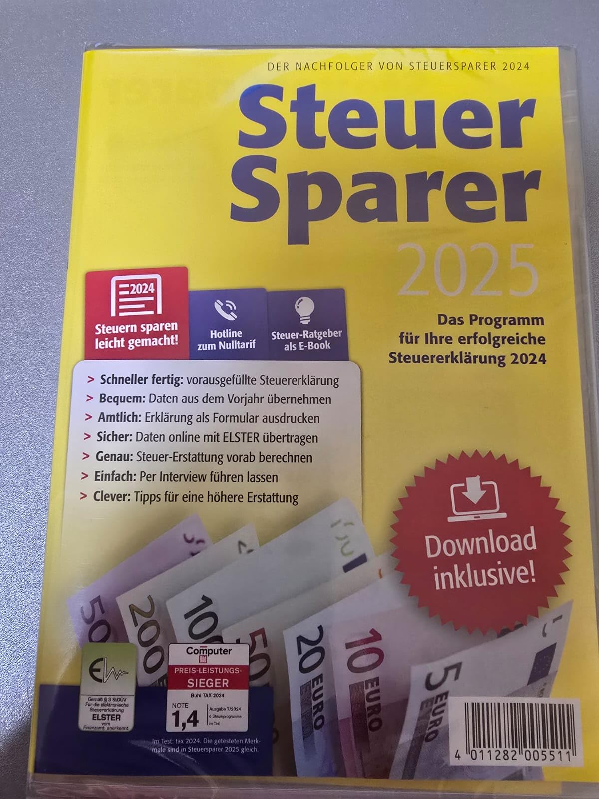 LIDL STEUER 2025 für Steuererklärung 2024 am PC ELSTER klar Strukturiertes Steuerprogramm Download Code Inklusive