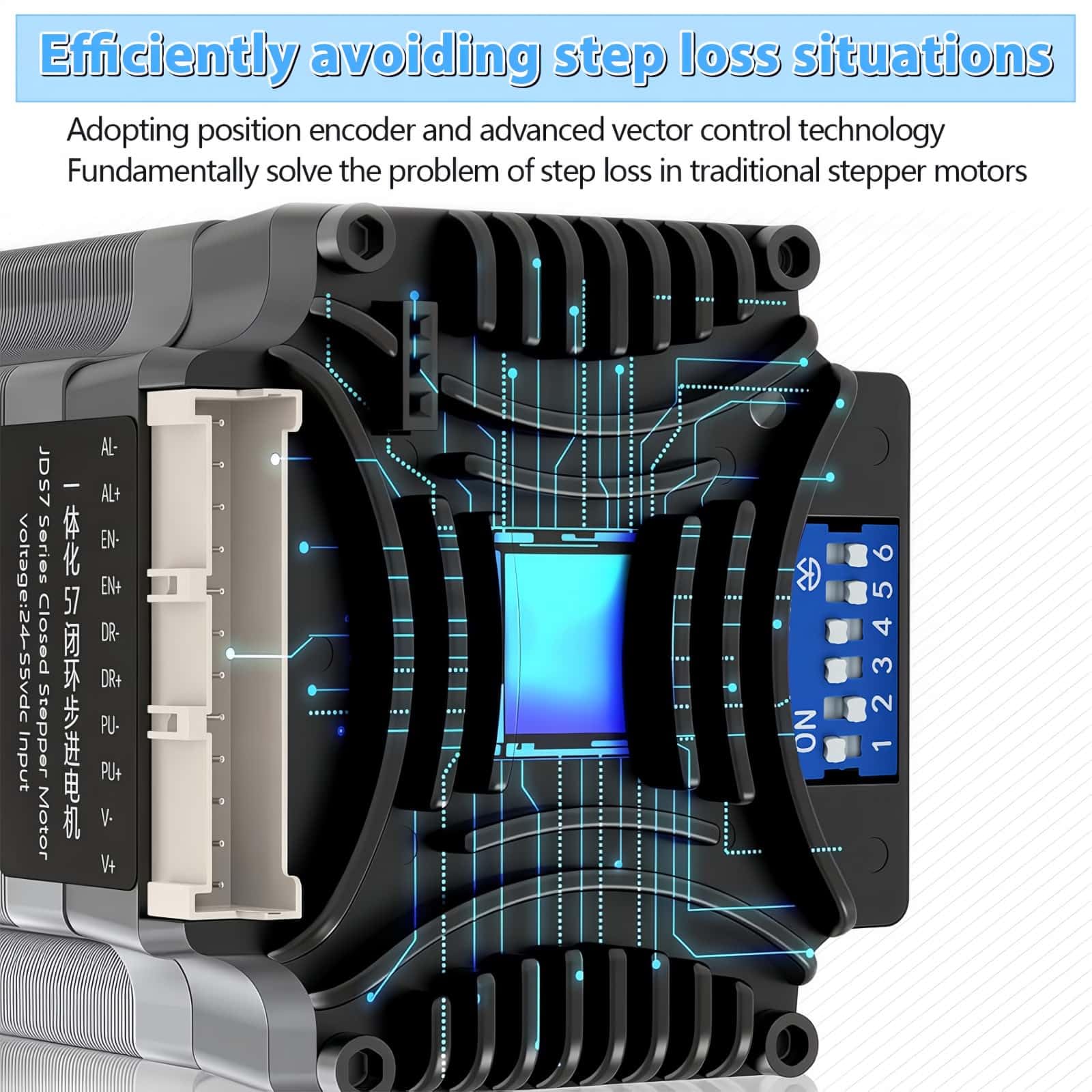Nema 23 - Kit motore passo-passo da 57 mm con sistema servo integrato Smart Closed Loop Step Motor con encoder, driver, 1000 giri/min 3.0 ~ 4.2 A 20 ~ 48 V DC coppia 1,2 N.m per router CNC, stampante